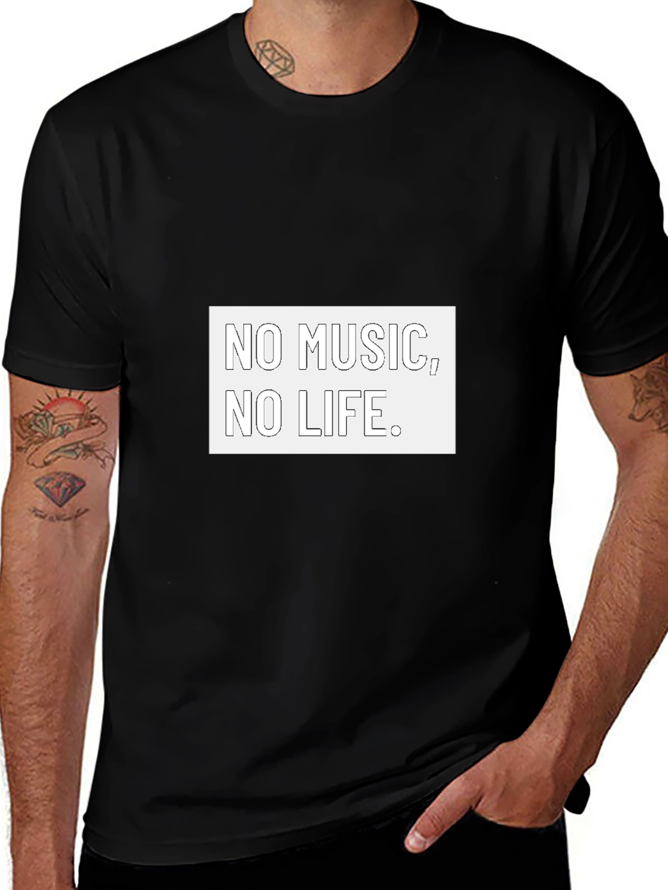 Variant 18 of No Music No Life T-Shirt, Music Lover Tee, Casual Black Shirt
