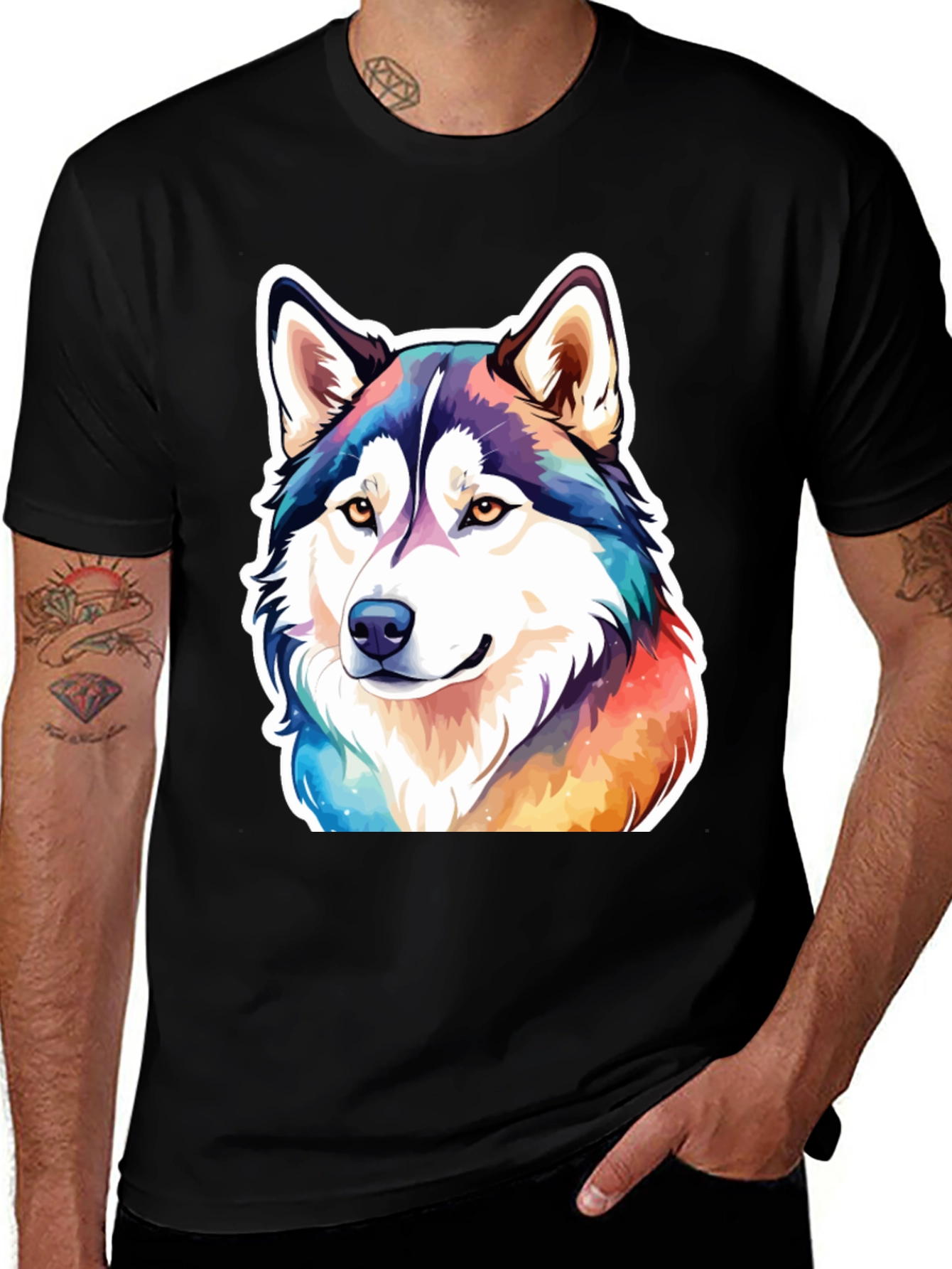 Variant 16 of Husky Dog Colorful T-Shirt