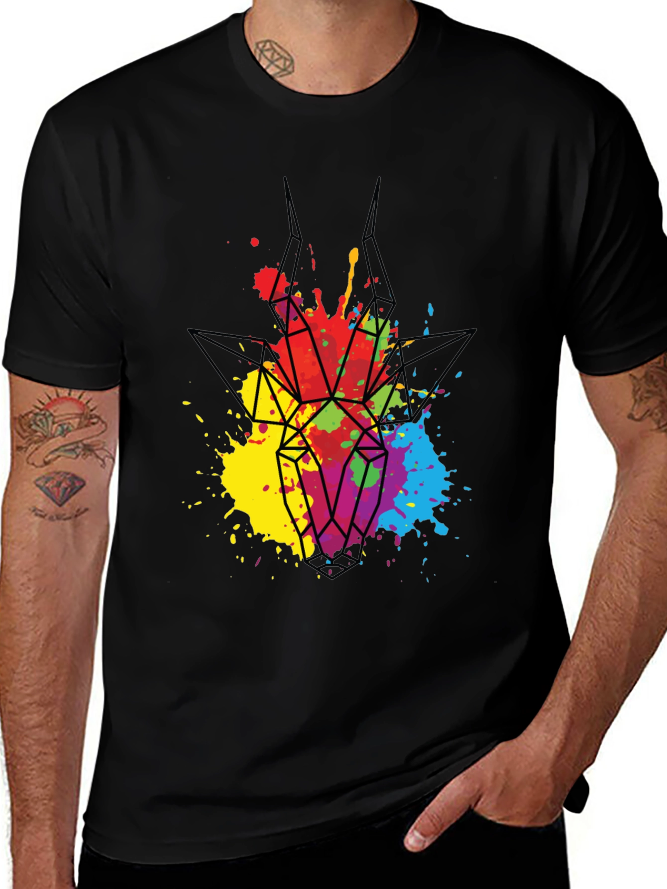 Variant 16 of Geometric Deer T-Shirt - Colorful Abstract Design