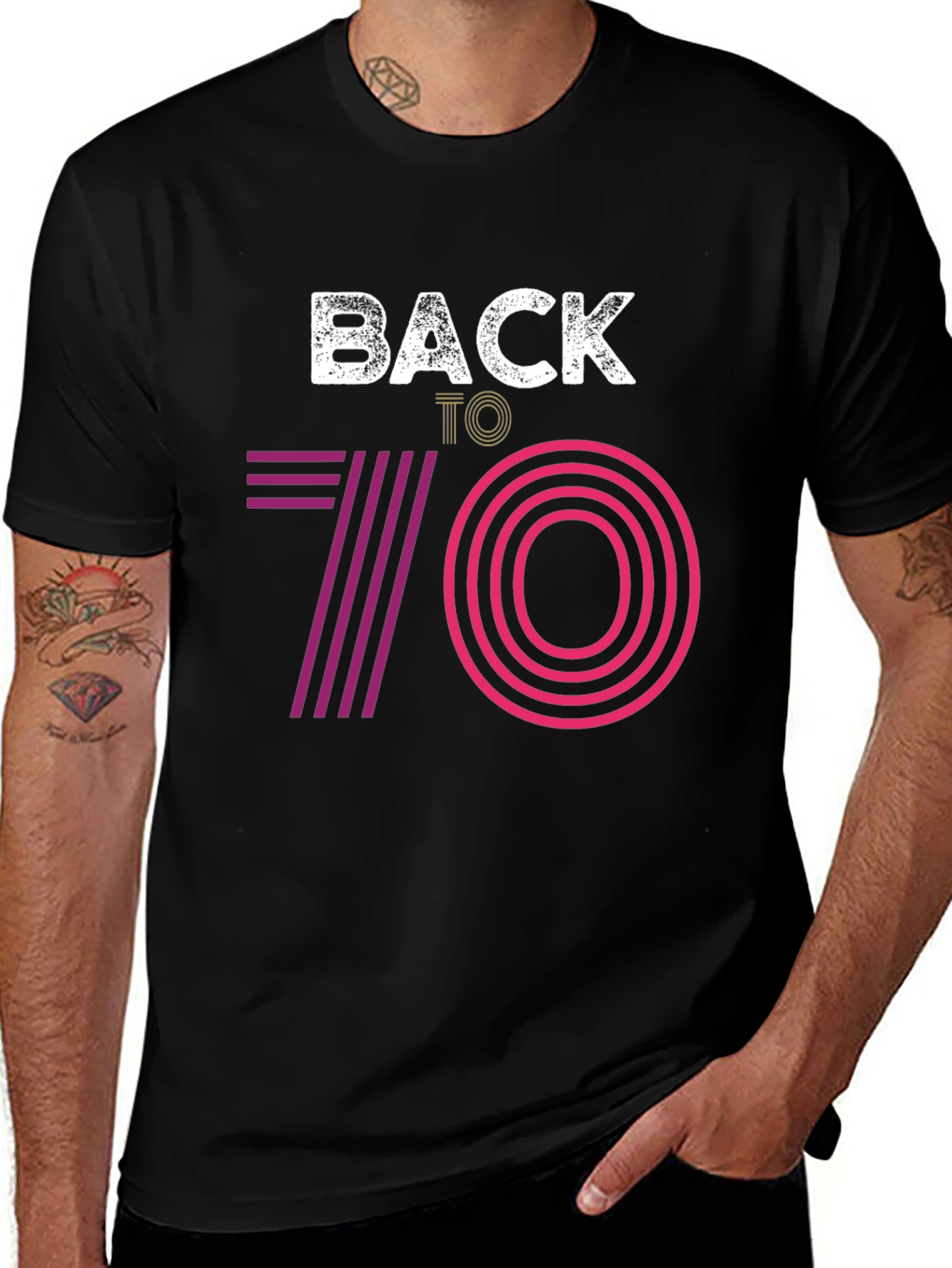 Variant 21 of Retro Back to 70's Graphic Tee - Black
