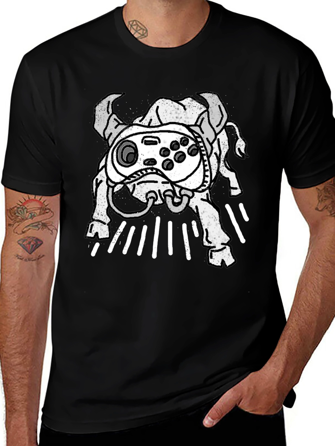 Variant 18 of Gamer Bull Graphic Tee - Black Cotton Blend T-Shirt