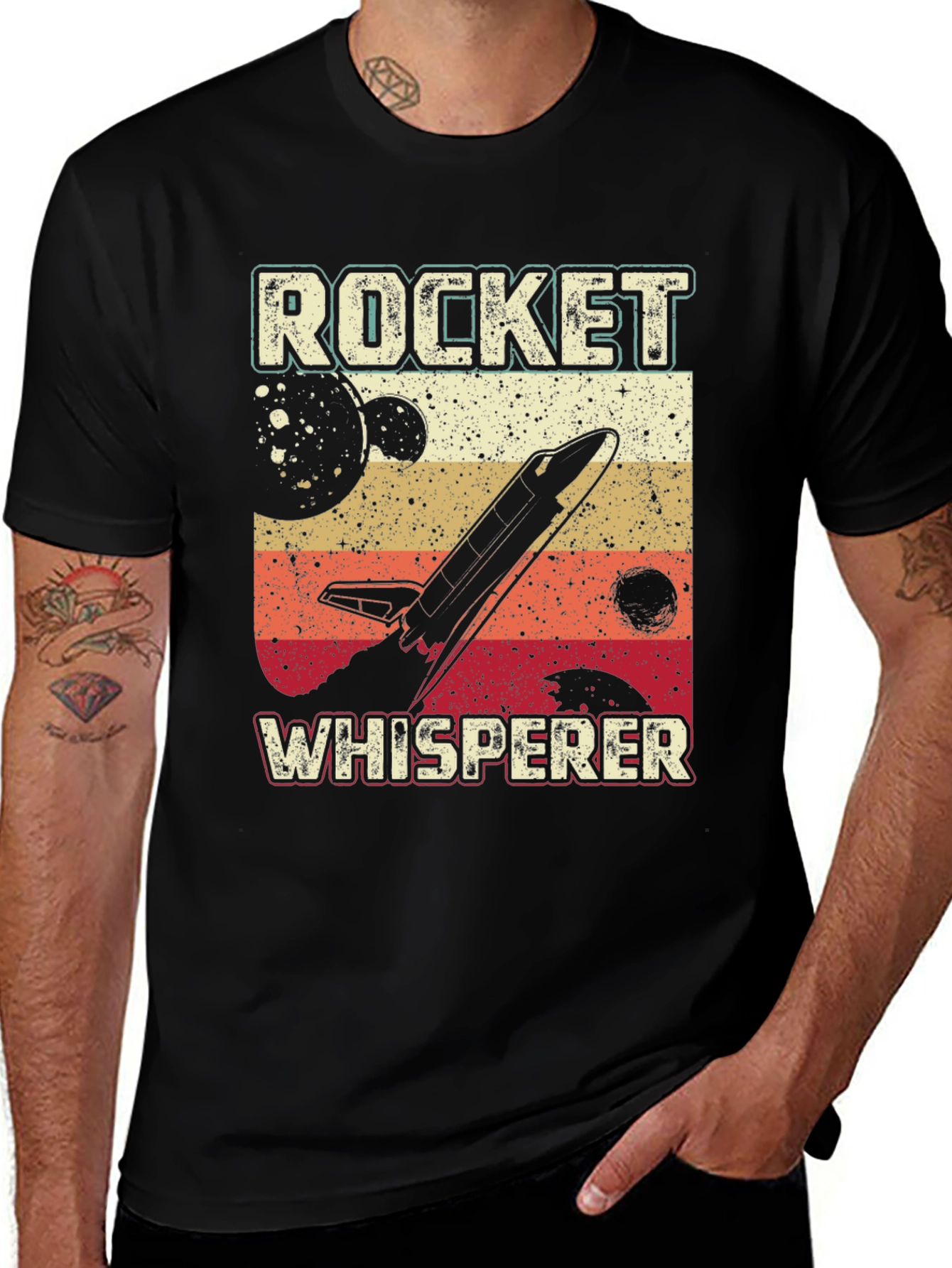 Variant 7 of Rocket Whisperer Graphic Tee - Retro Space Design