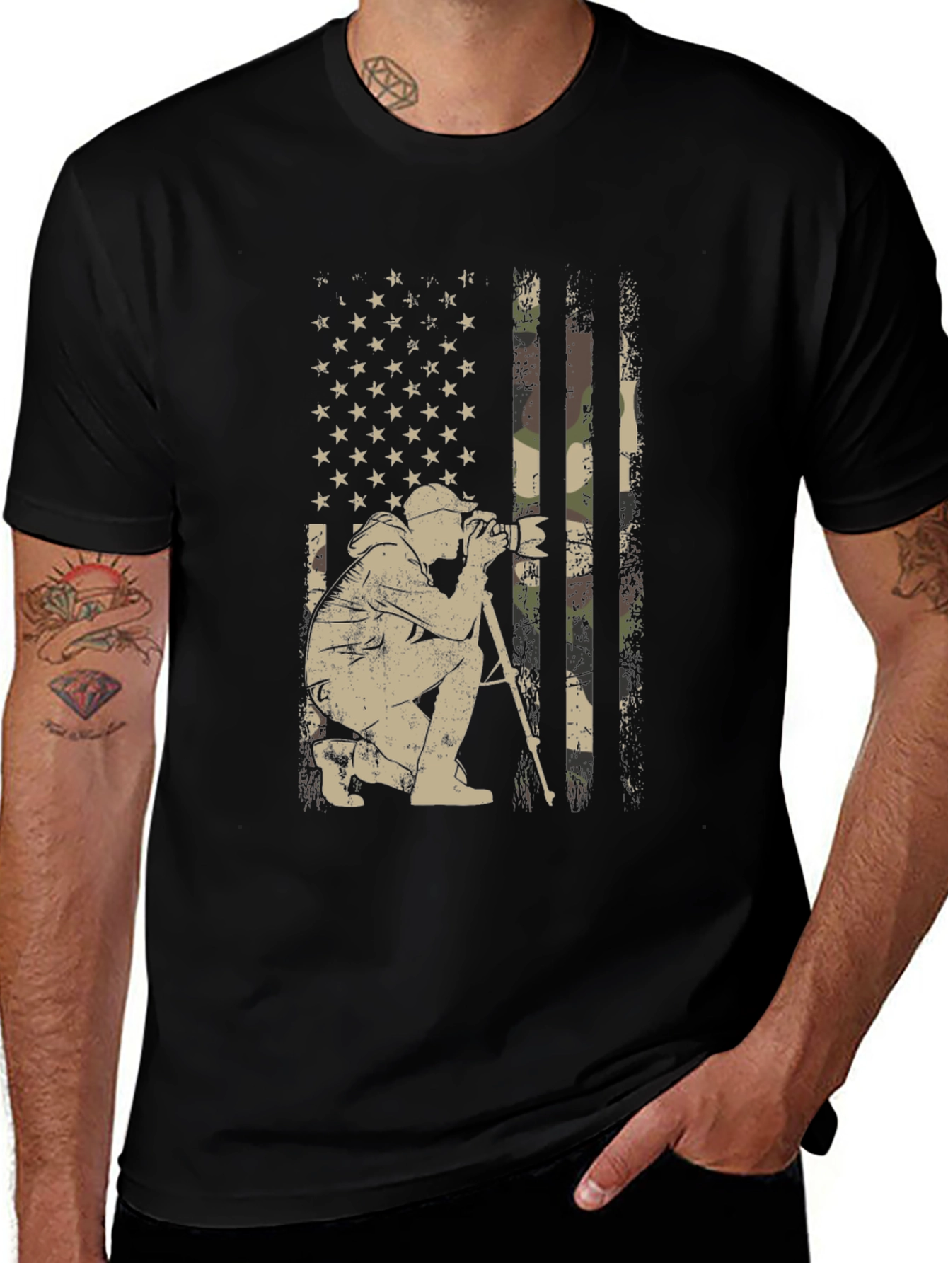 Variant 28 of Photographer Flag Graphic Tee - Patriotic Camera Shirt