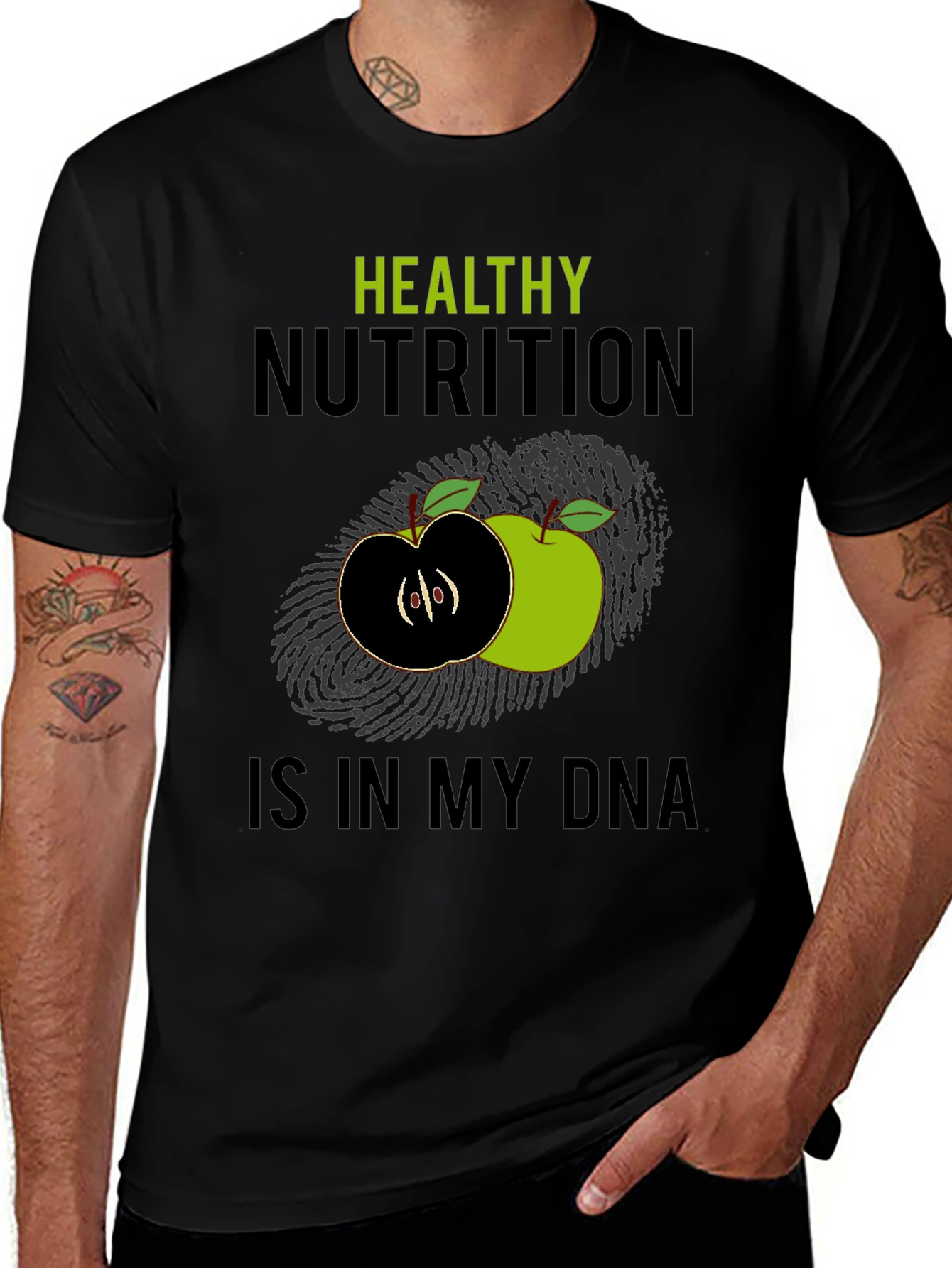 Variant 19 of Healthy Nutrition DNA Apple Graphic T-Shirt