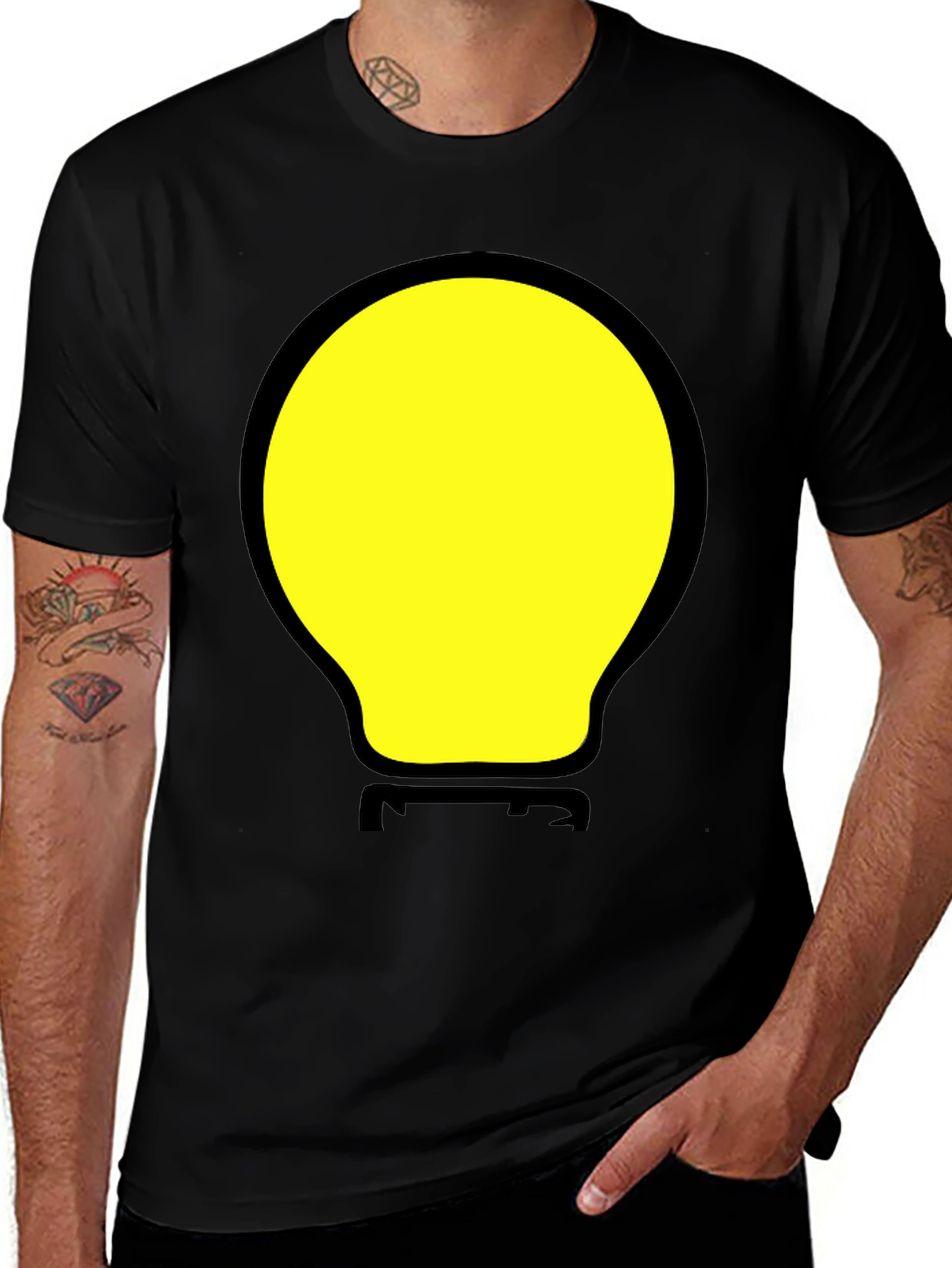 Variant 13 of Funny Light Bulb Graphic Tee - Black T-Shirt
