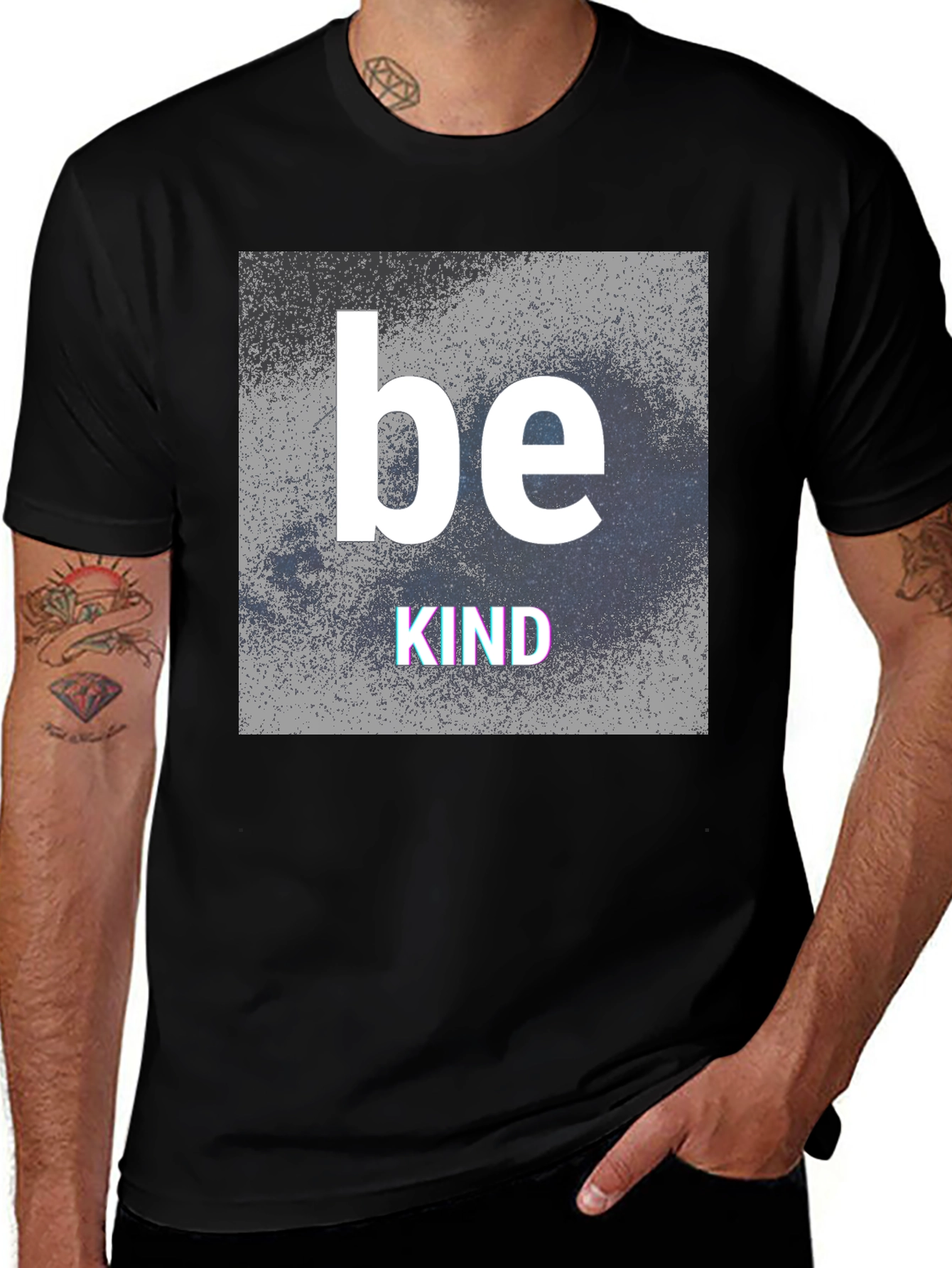 Variant 27 of Be Kind Graphic T-Shirt - Black Crew Neck Tee