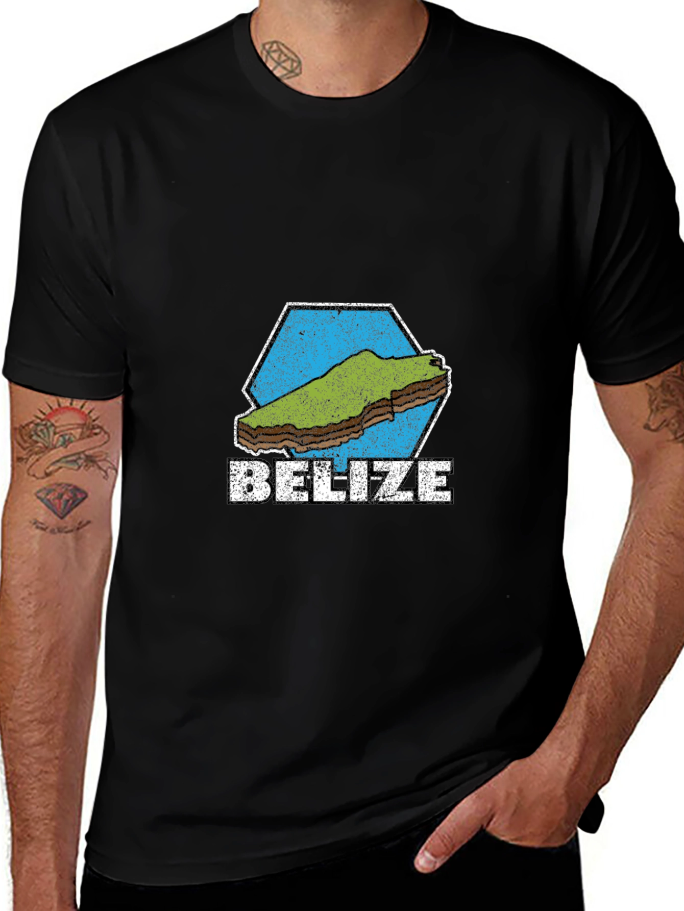 Belize Graphic T-Shirt - Black Cotton Tee