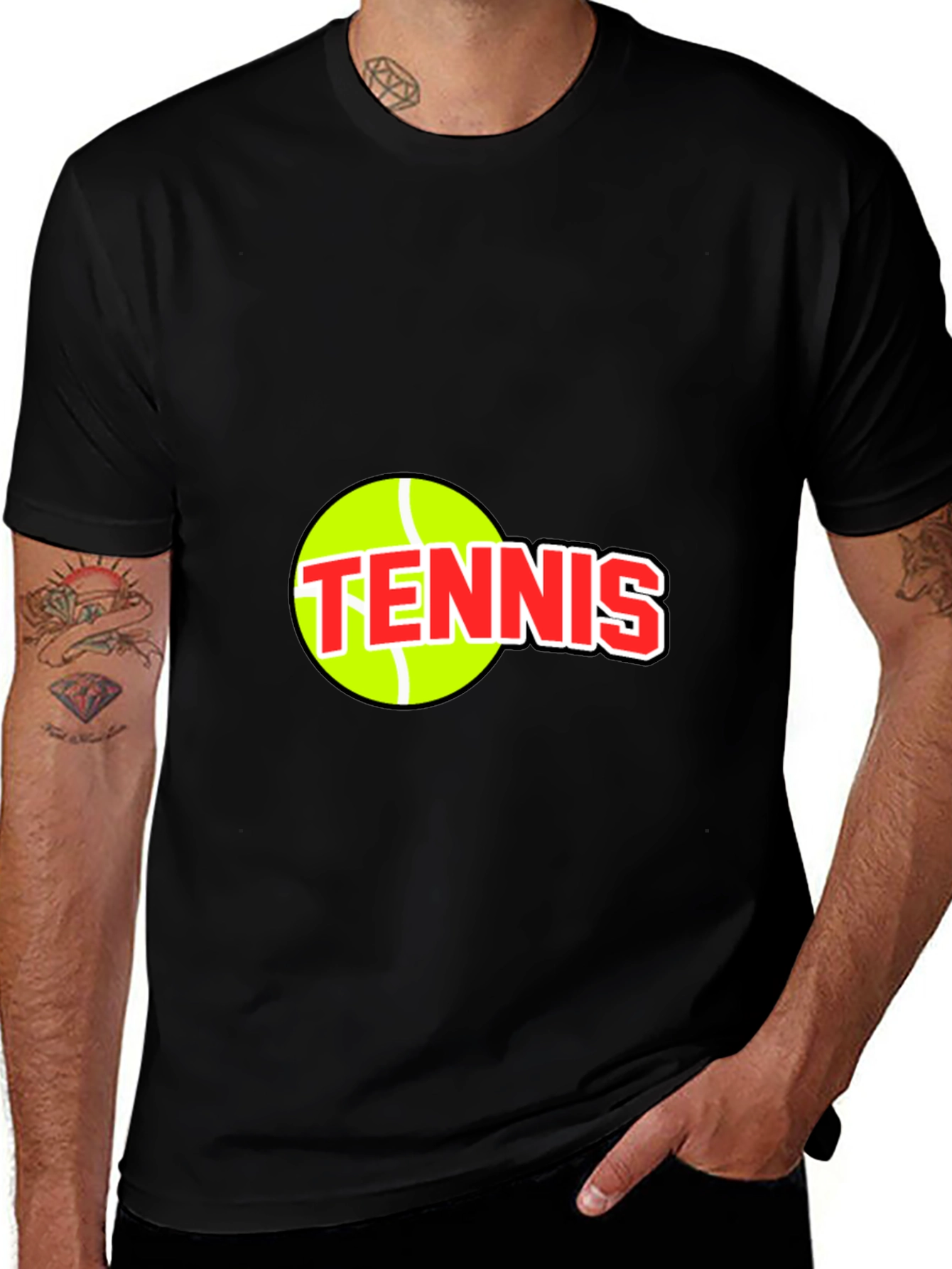 Variant 5 of Tennis Ball Graphic Tee - Black Cotton T-Shirt