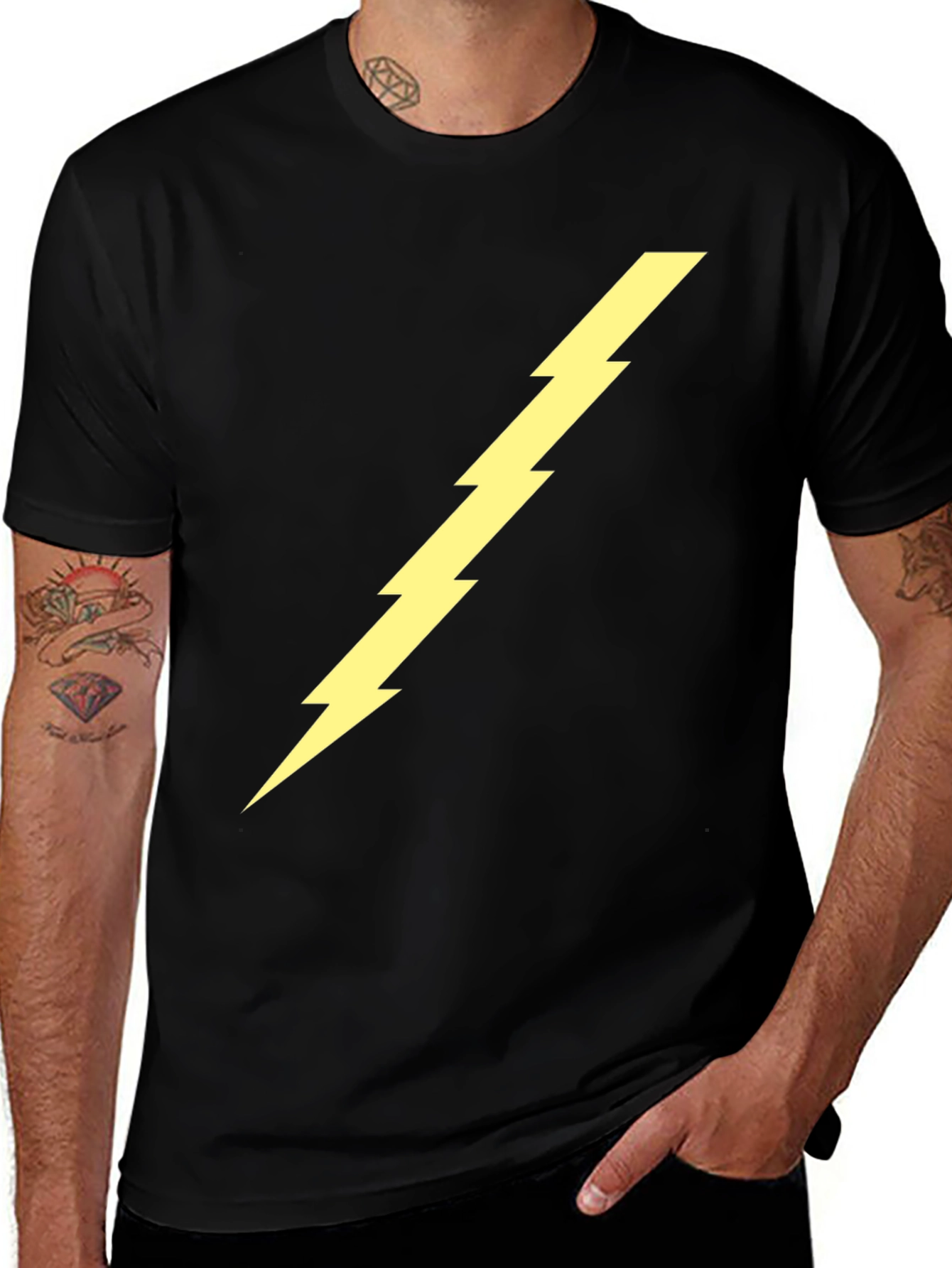 Variant 20 of Black Tee with Yellow Lightning Bolt Graphic