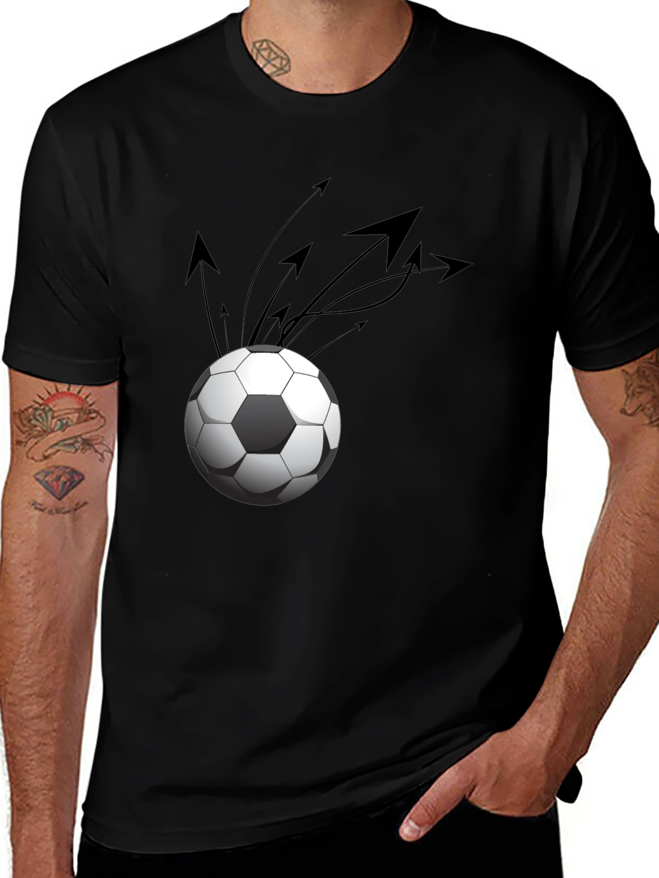 Variant 28 of Men's Black Soccer Ball Graphic Tee
