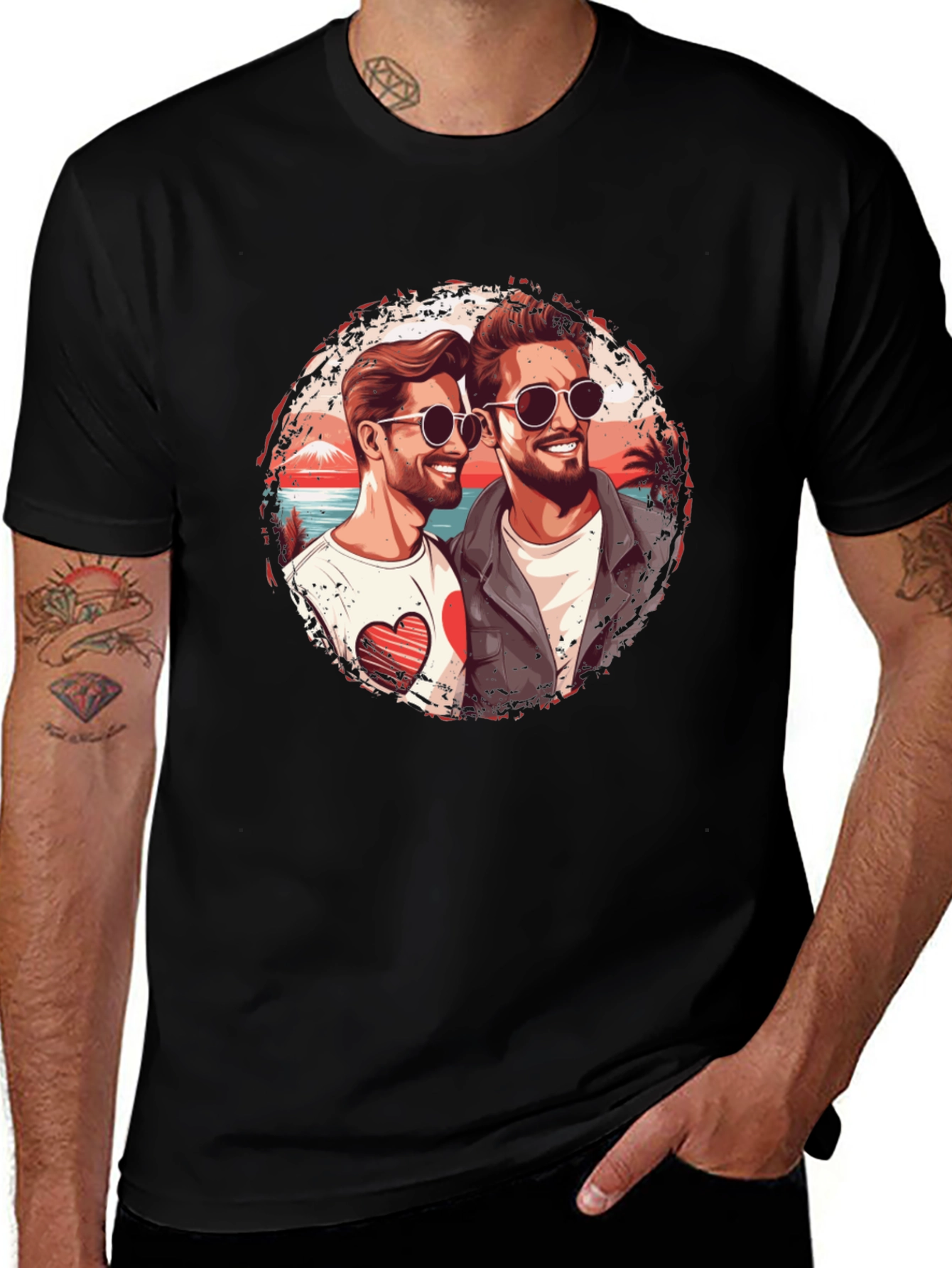Variant 10 of Love Beach Tee: Two Men's Graphic T-Shirt