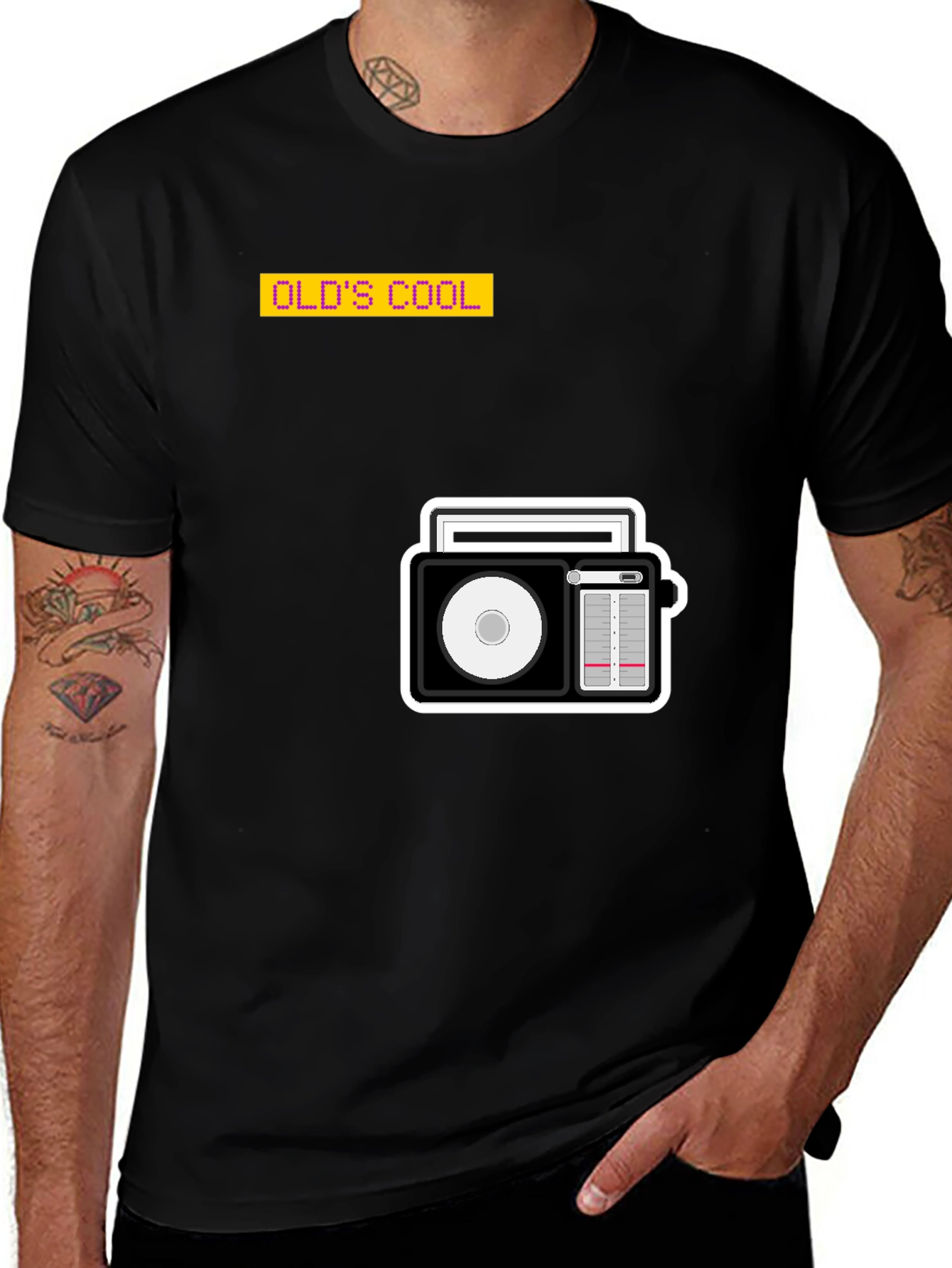 Variant 11 of Retro Radio Graphic Black T-Shirt - Old School Cool