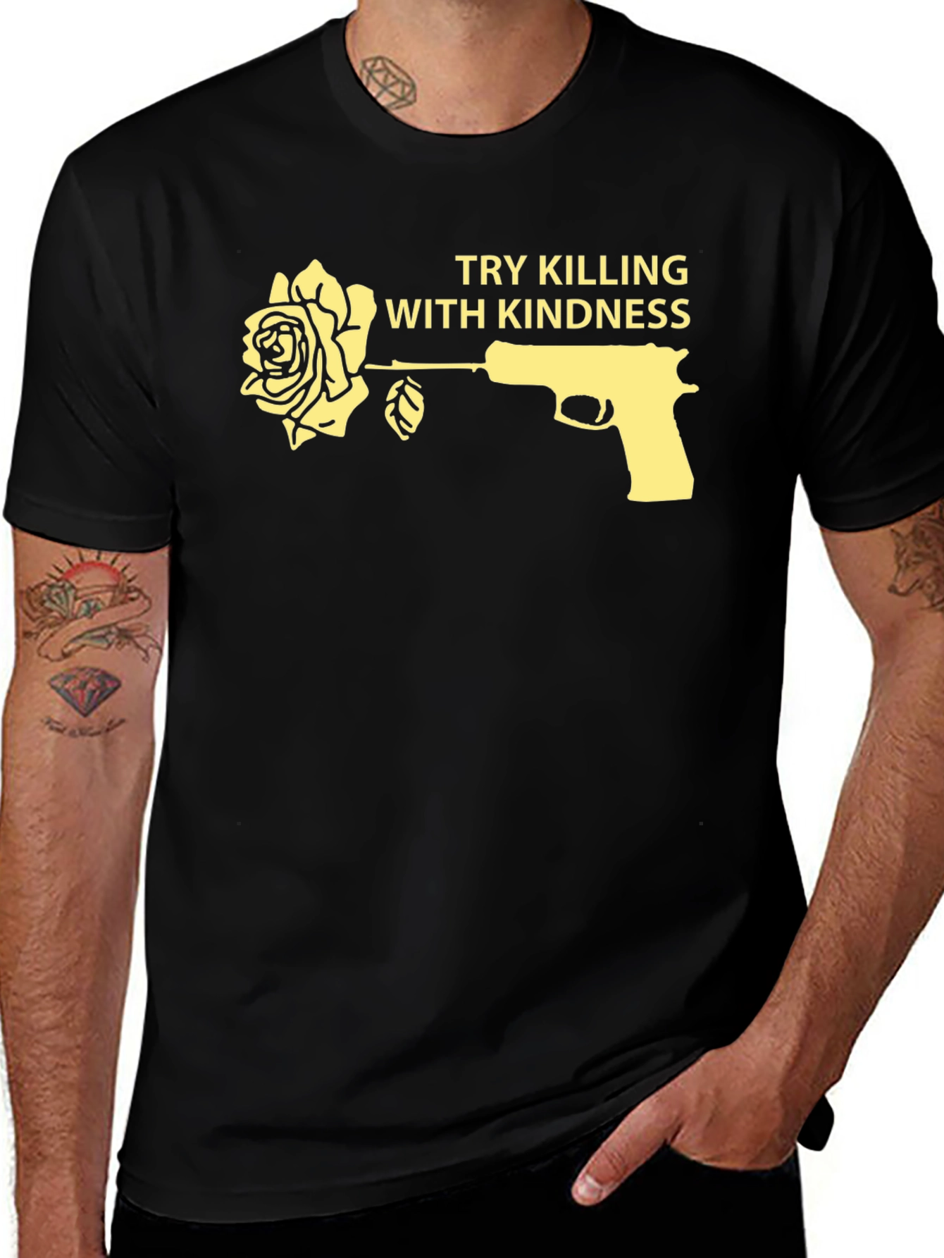 Variant 23 of Kindness Graphic Tee - Rose and Pistol