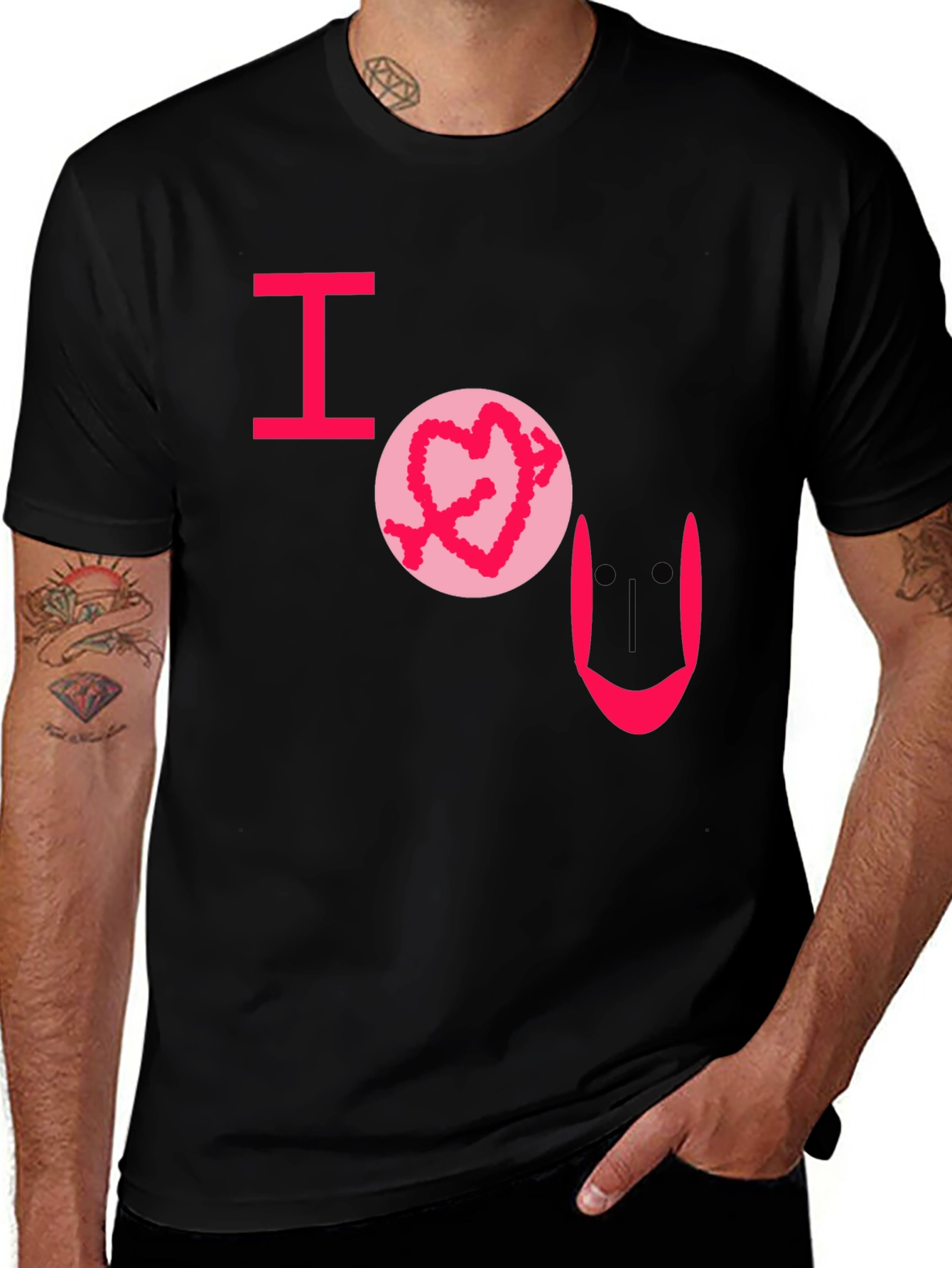 Variant 14 of I Heart U Graphic Tee - Black Casual T-Shirt
