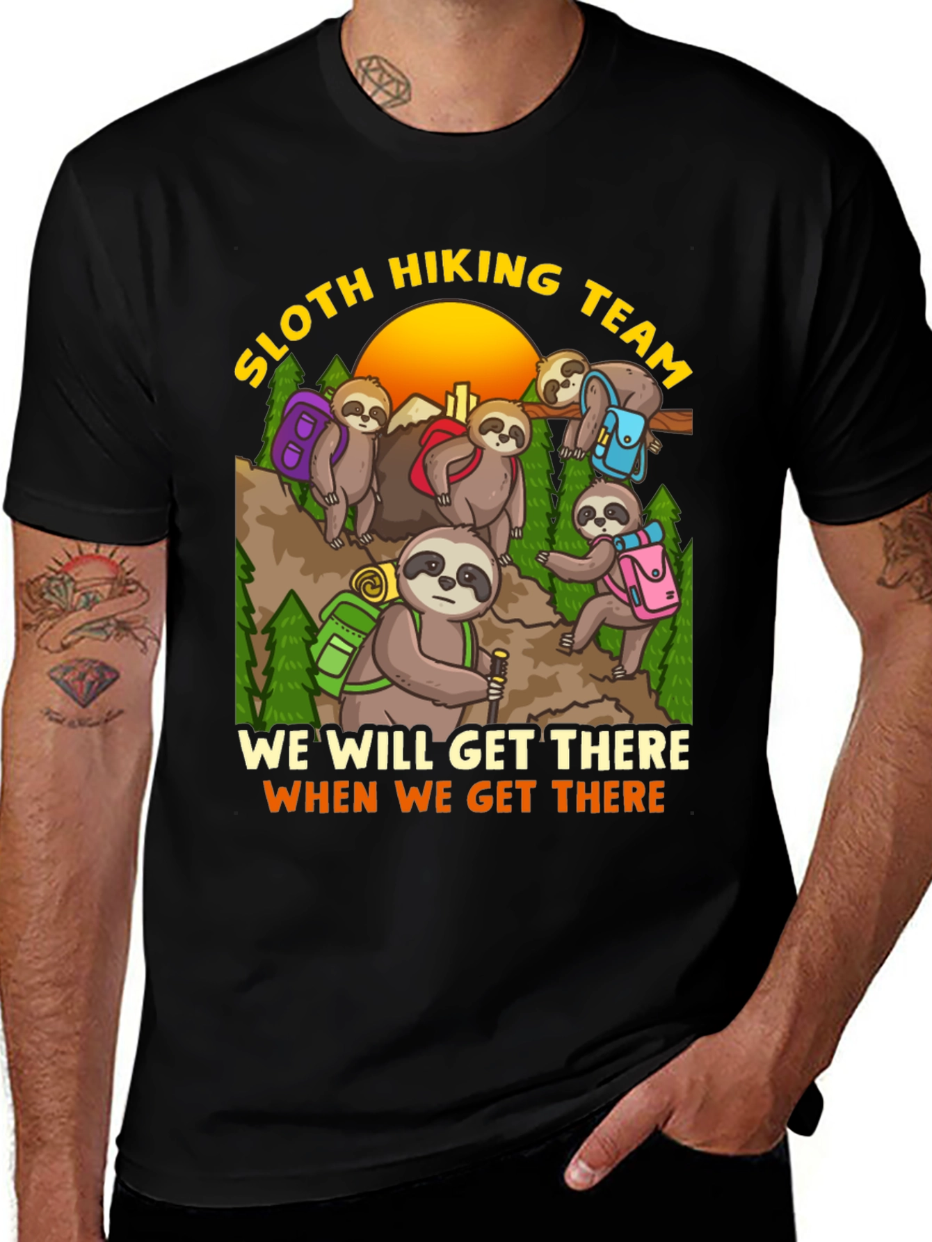 Variant 22 of Sloth Hiking Team Graphic T-Shirt