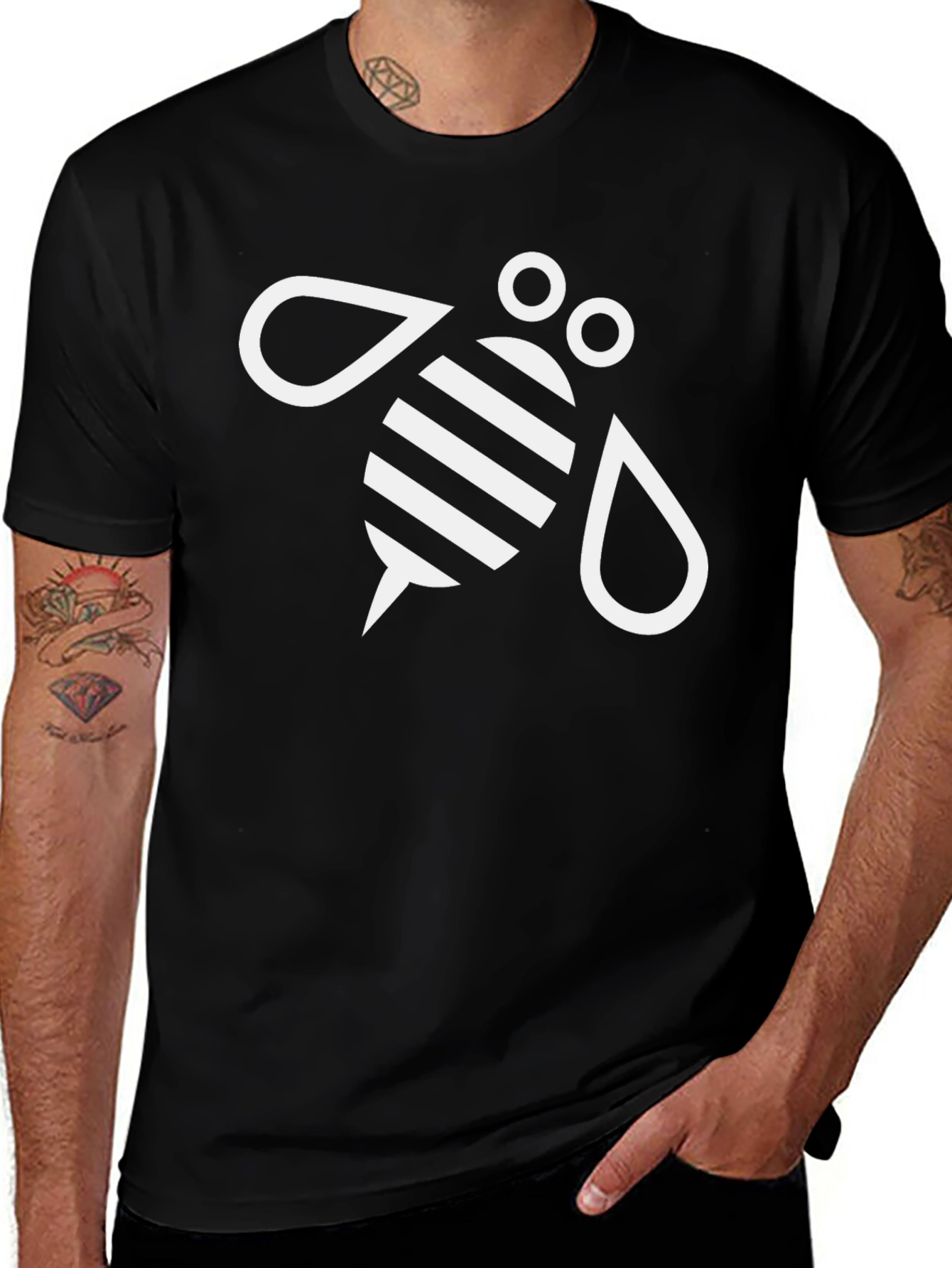 Variant 12 of Black Bee Graphic Tee - Unique Honeycomb Design