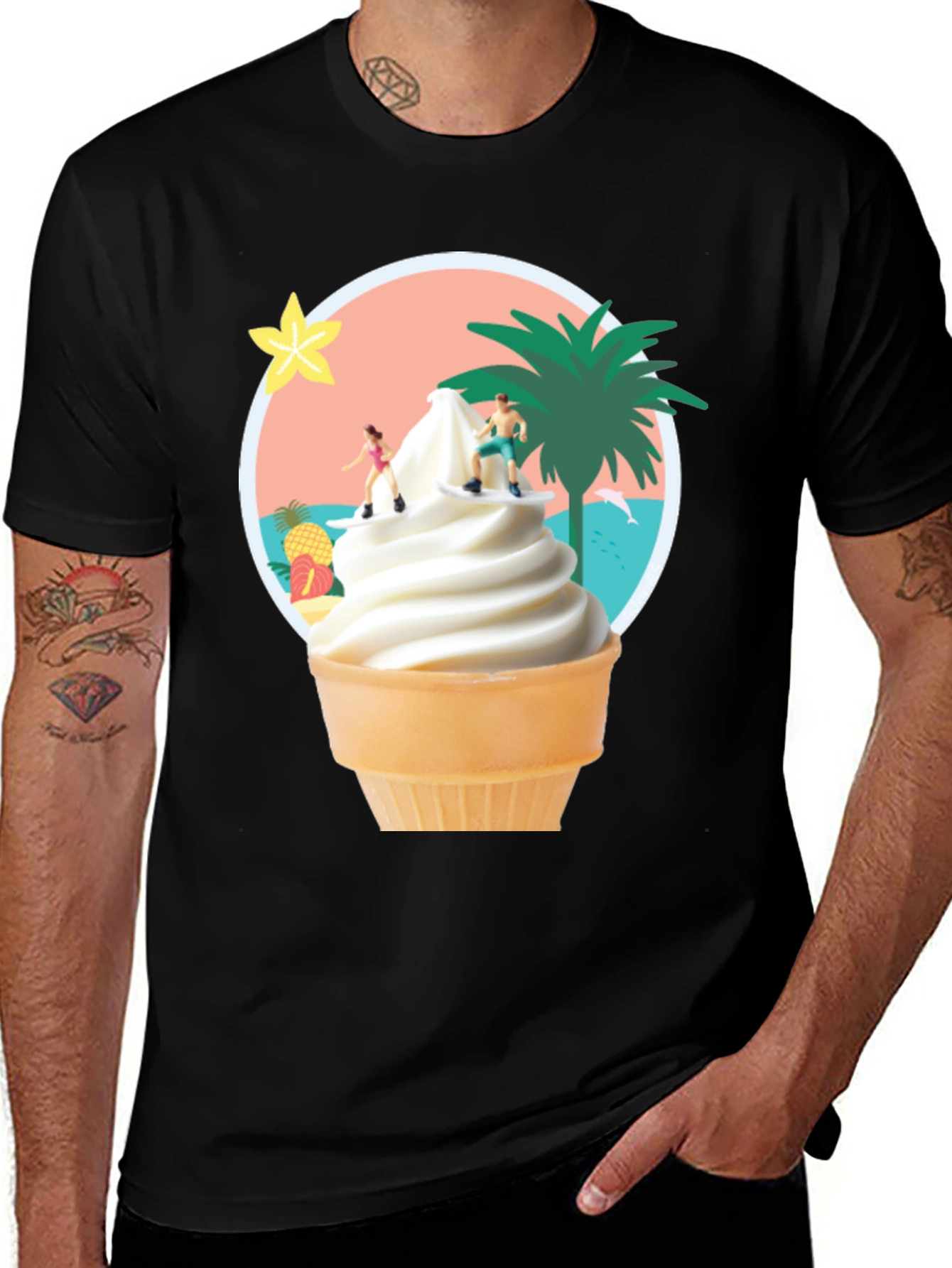 Variant 15 of Tropical Ice Cream Cone Graphic Tee