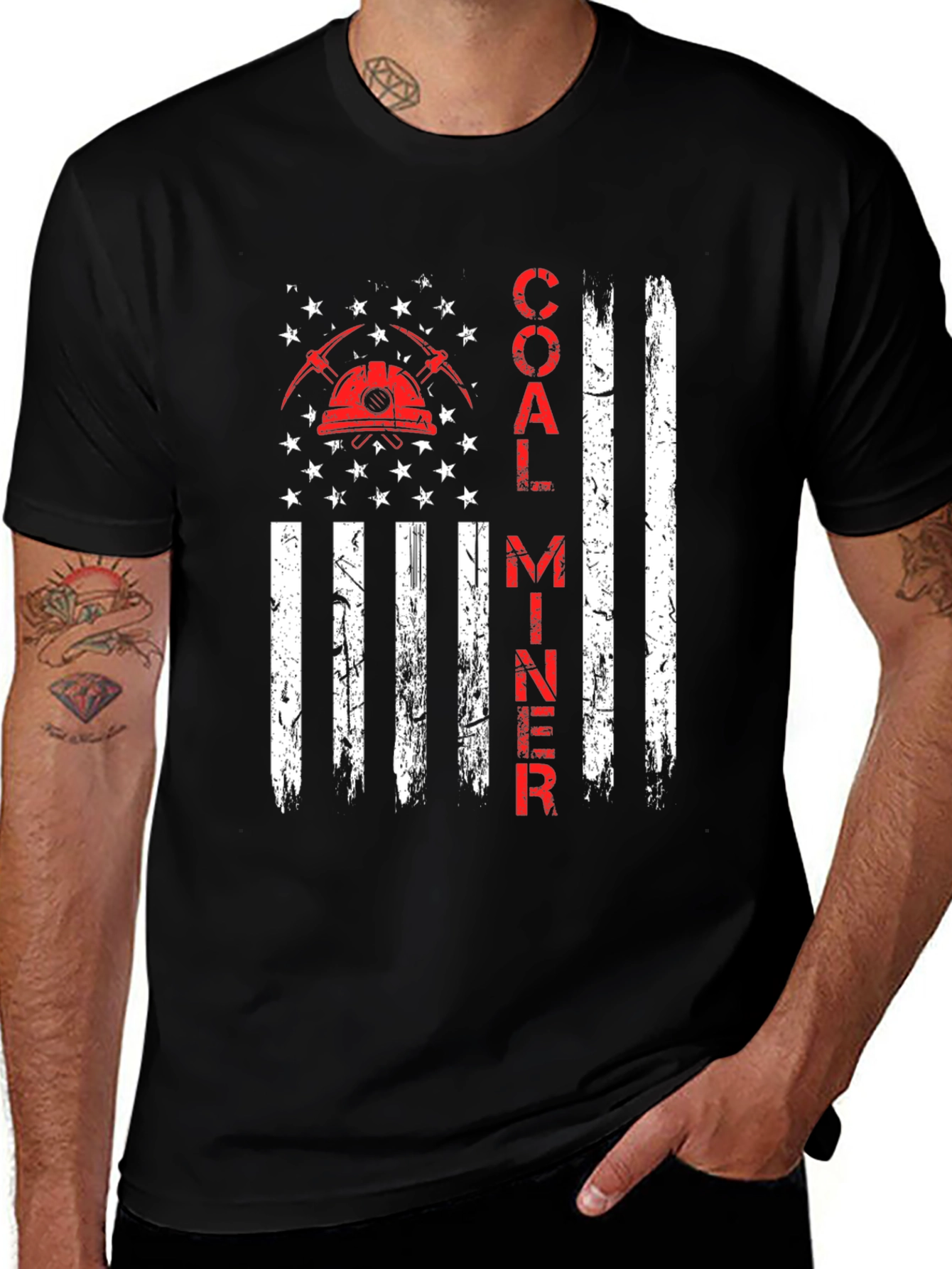 Variant 28 of Coal Miner American Flag Graphic T-Shirt
