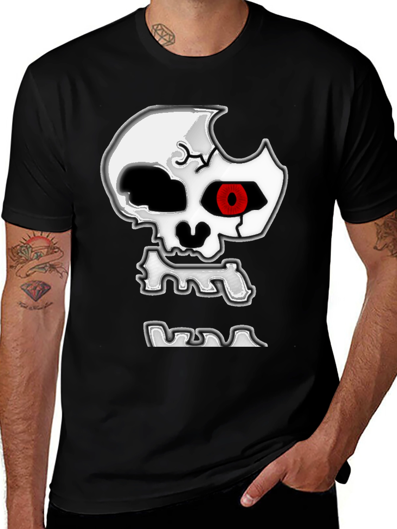 Variant 27 of Edgy Skull Graphic Print Black T-Shirt