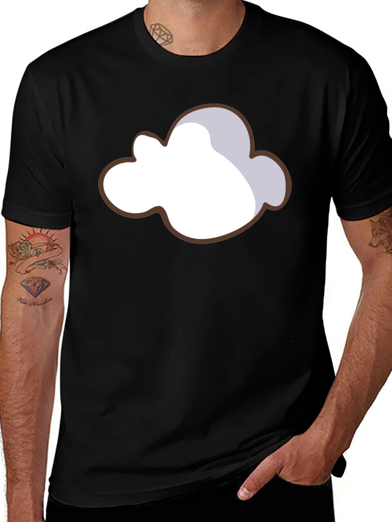 Variant 24 of Men's Black T-Shirt with Cloud Graphic