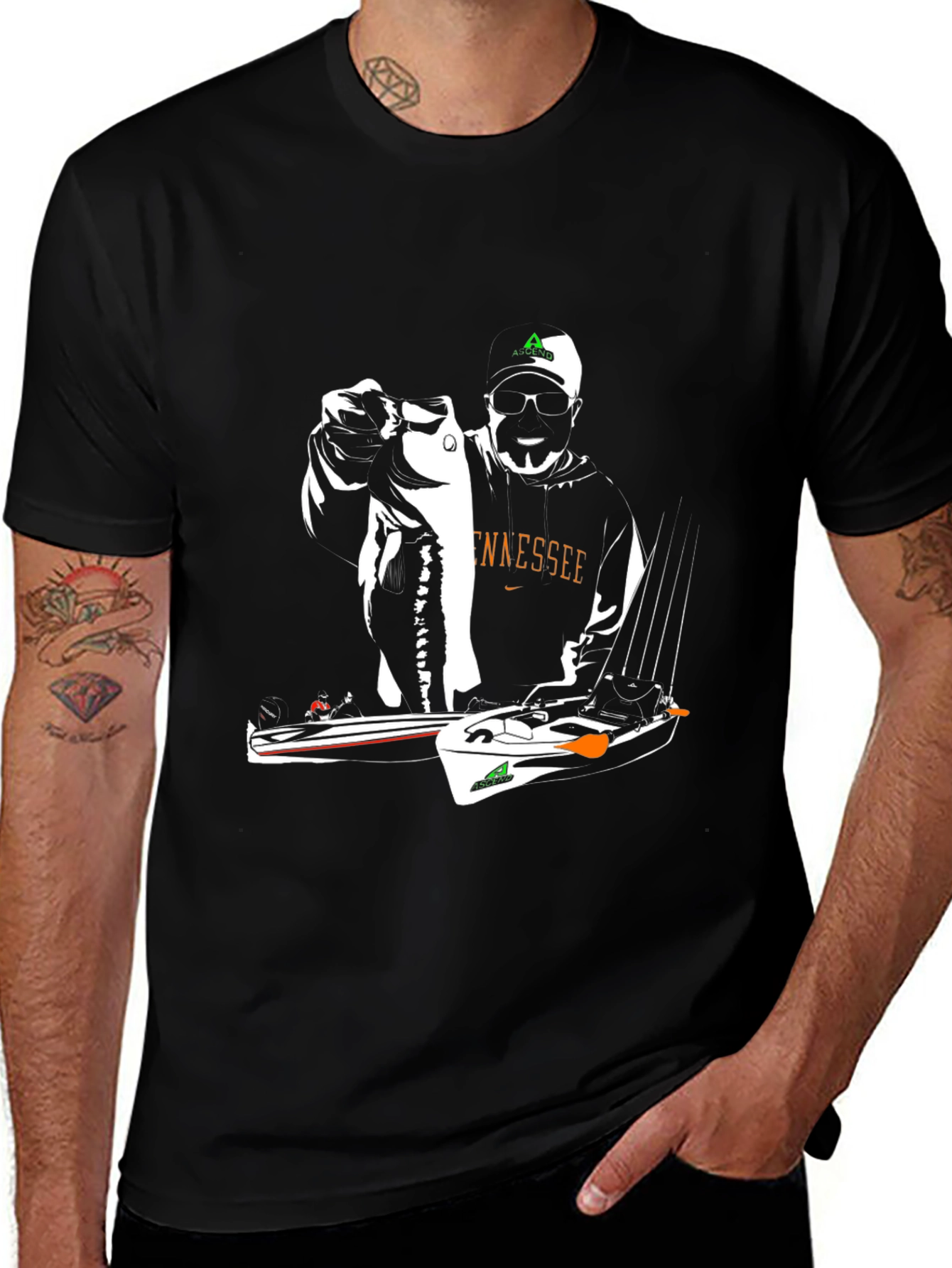 Variant 15 of Tennessee Angler Graphic Tee - Black Cotton Shirt