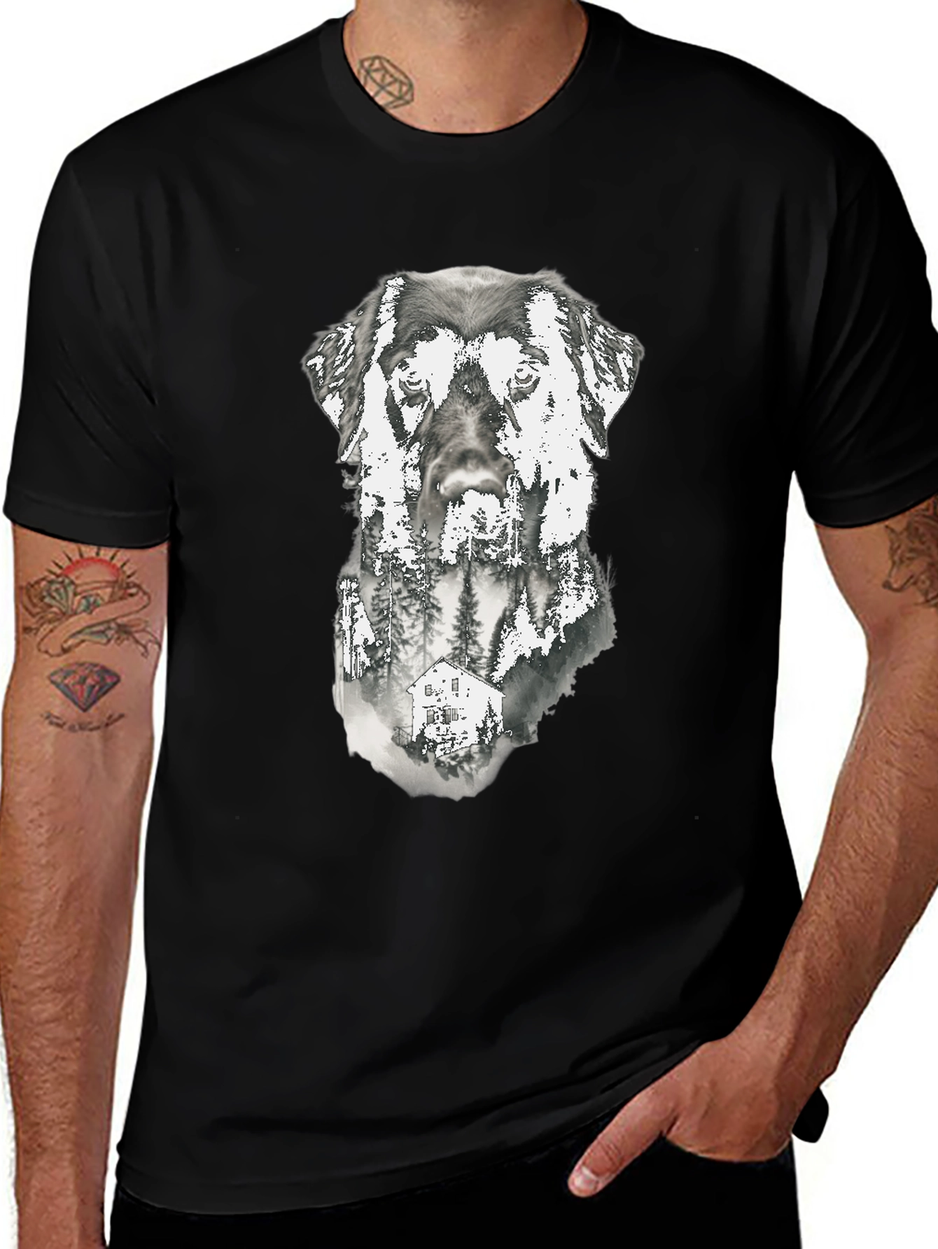 Variant 3 of Dog & Forest Graphic Print Tee