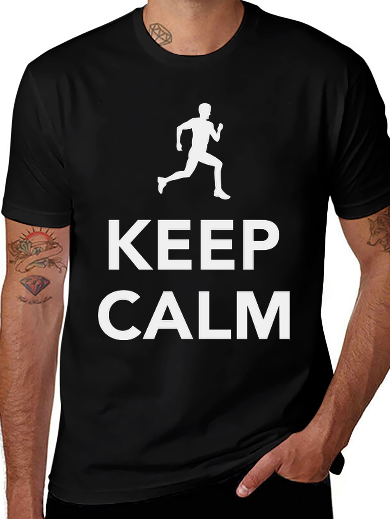 Variant 20 of Keep Calm Running T-Shirt - Black