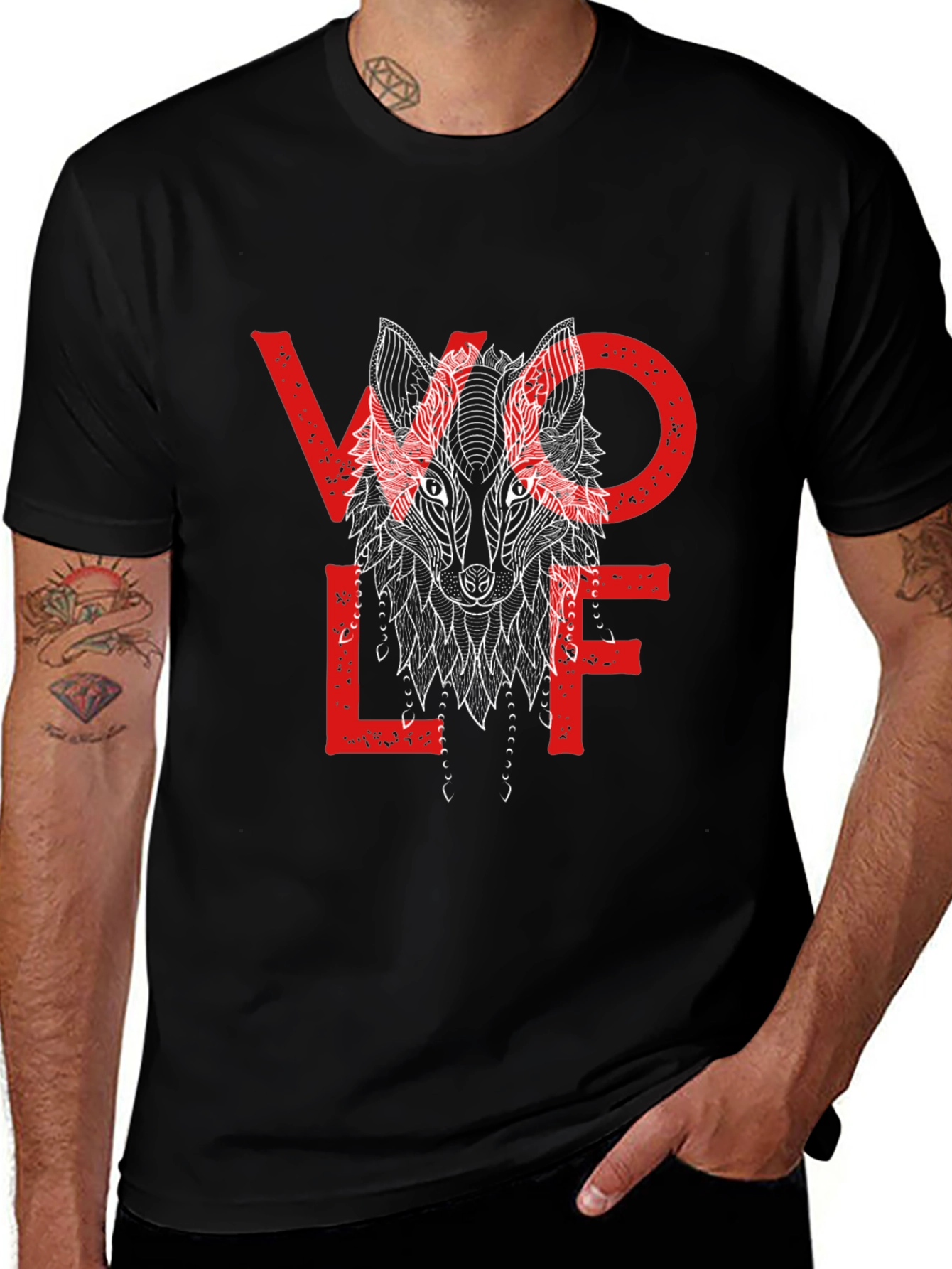 Variant 29 of Wolf Graphic Print Black Tee