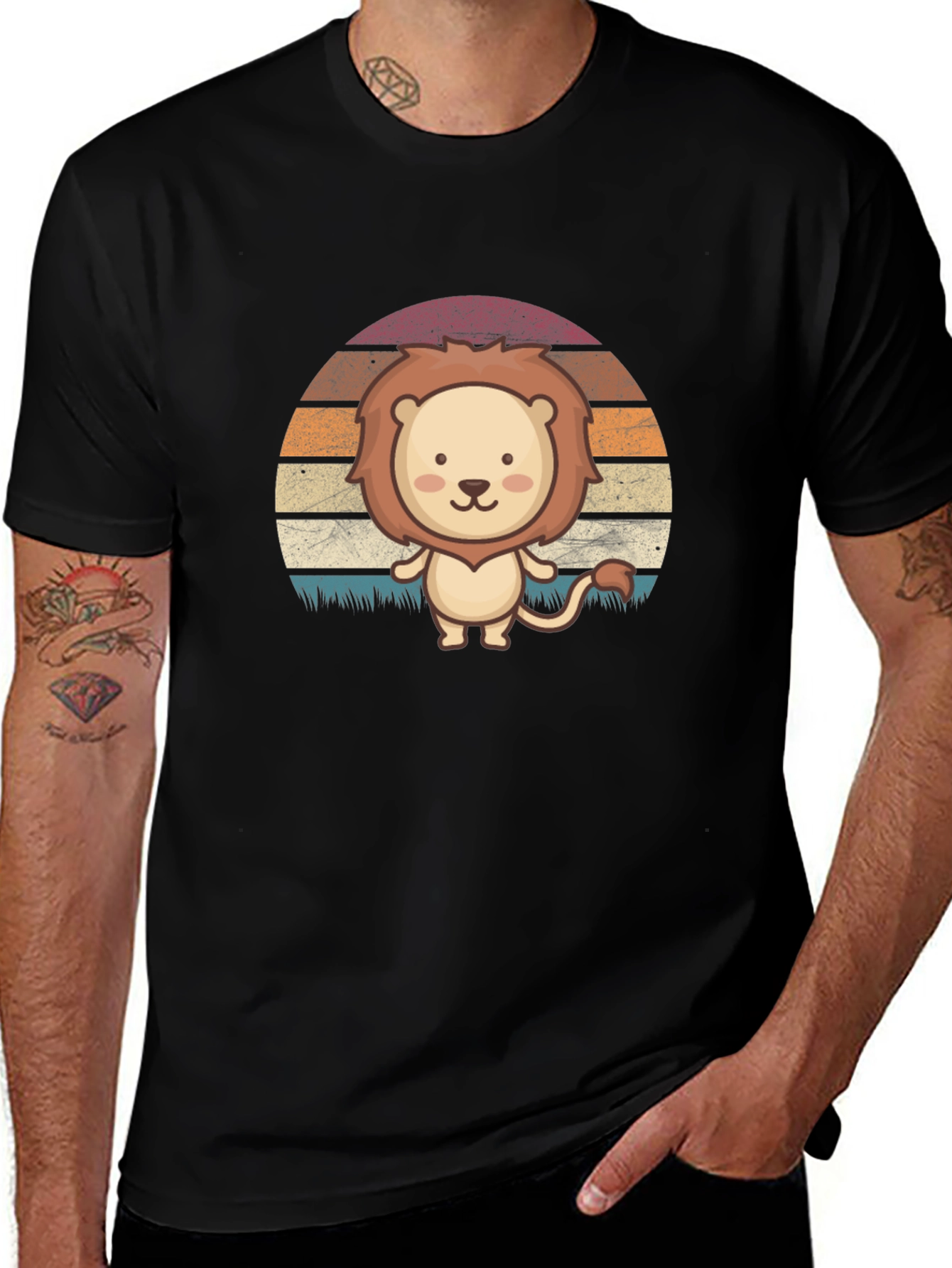 Cute Lion Sunset Graphic Tee