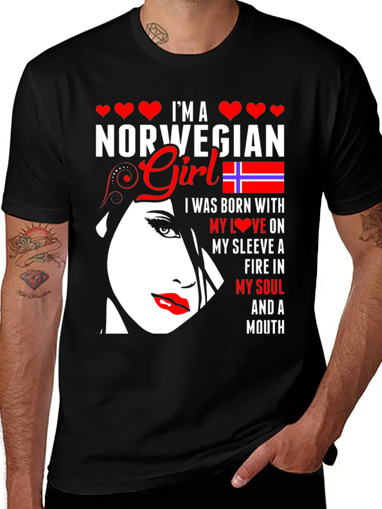 Norwegian Girl T-Shirt - Born with Fire in My Soul