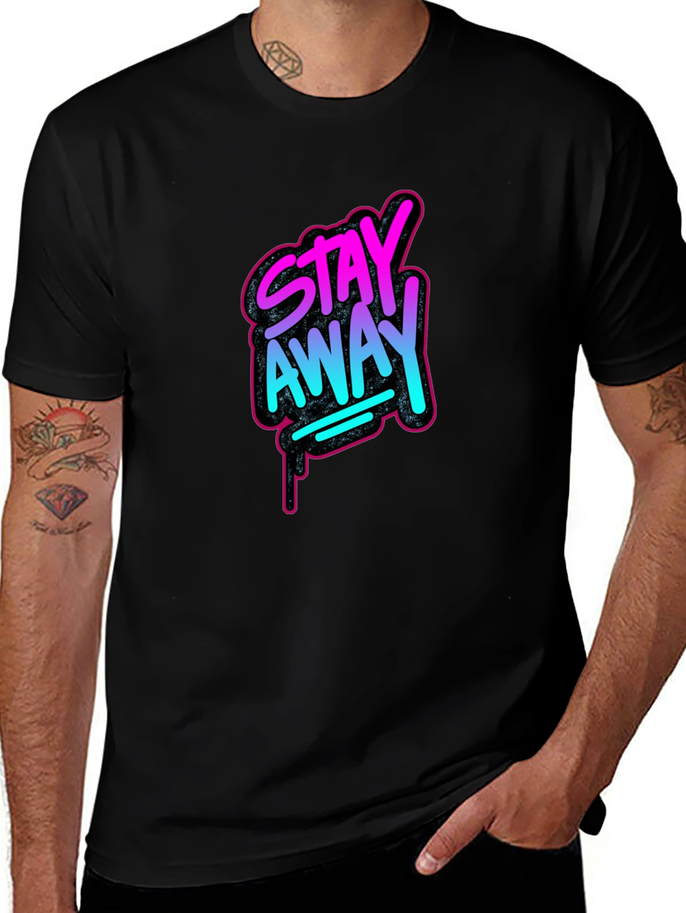 Variant 25 of Stay Away Graphic Print Black T-Shirt