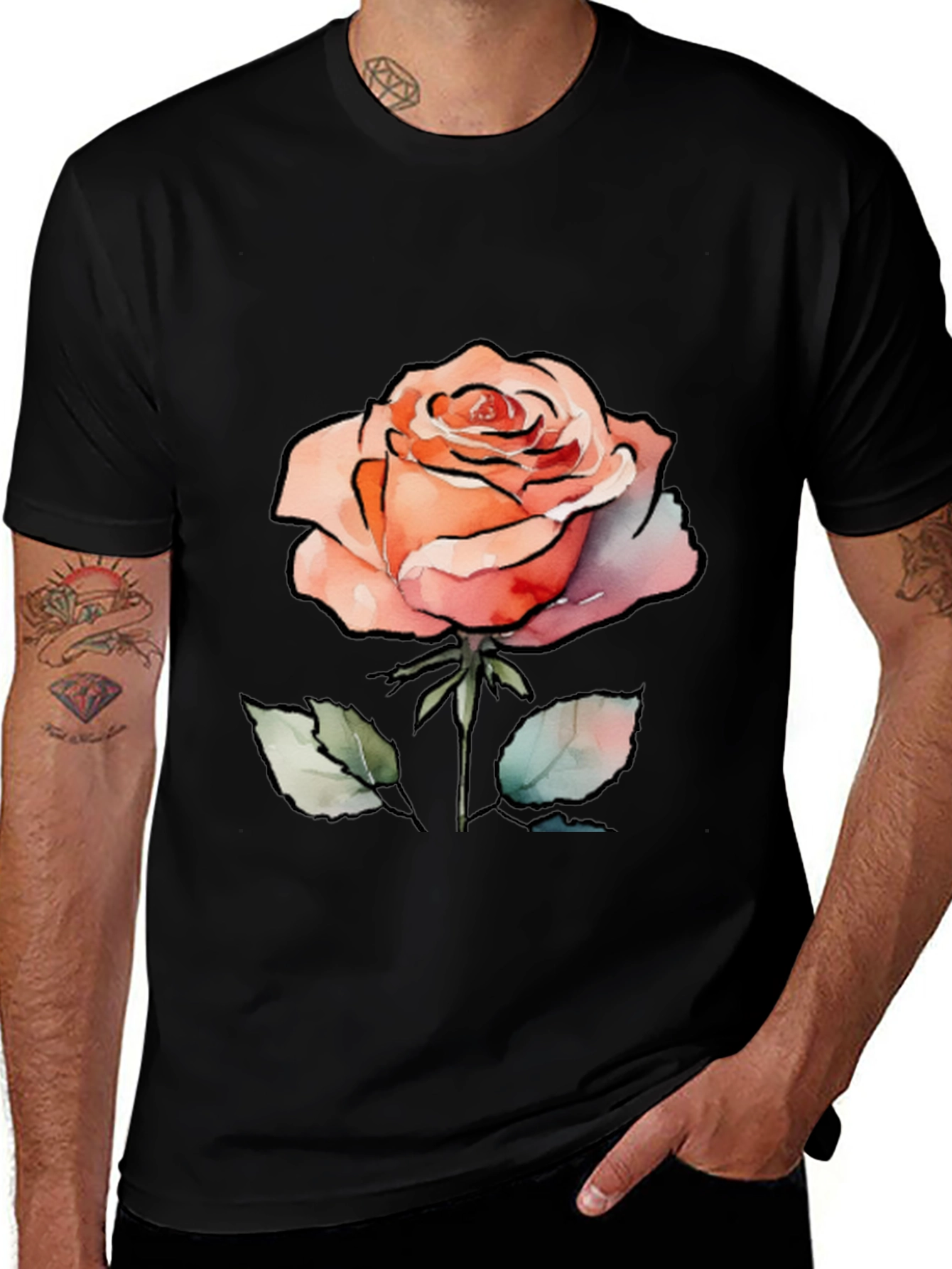 Variant 17 of Rose Watercolor Graphic Tee - Stylish Floral Design