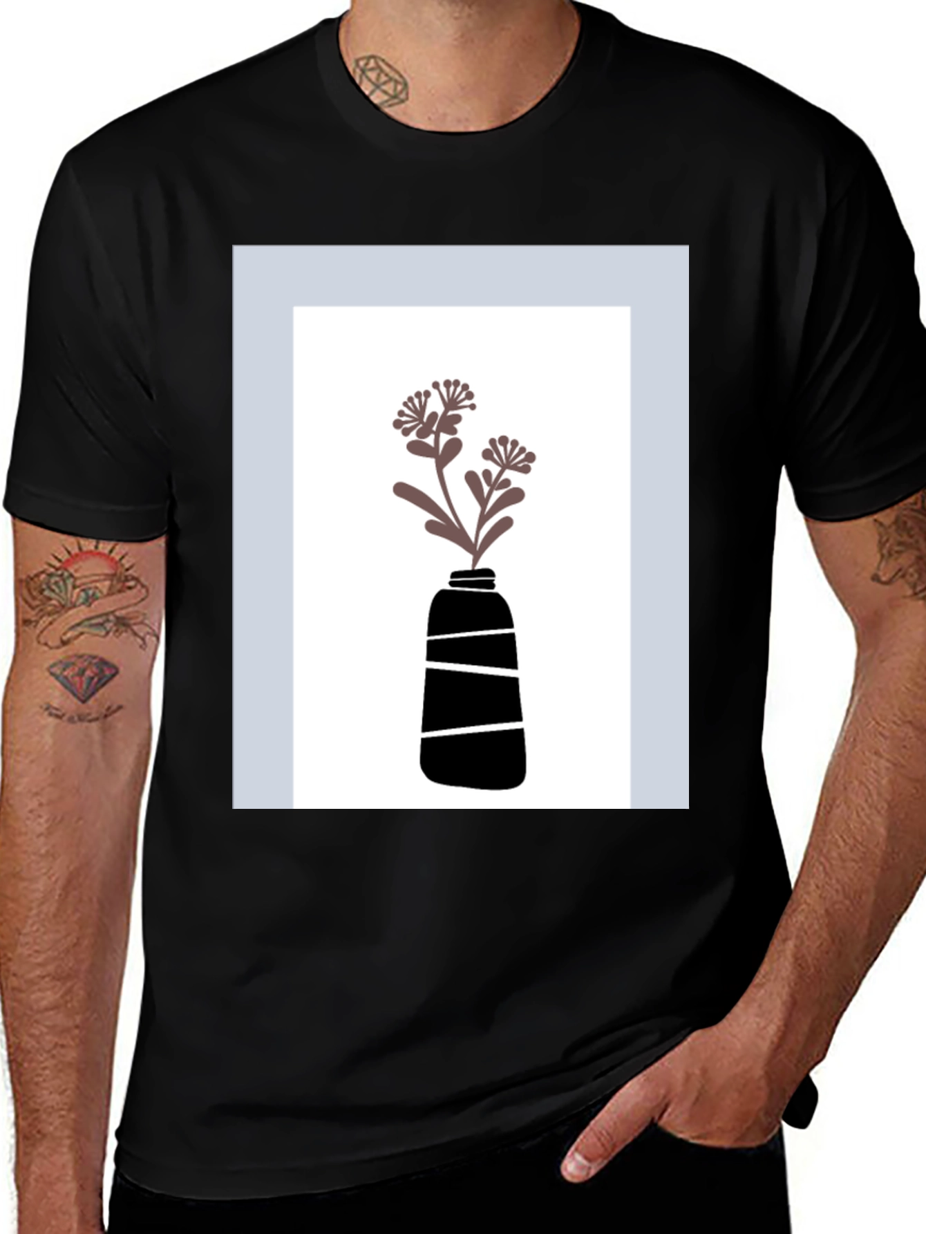 Variant 16 of Modern Floral Vase Graphic Tee - Stylish Casual Wear