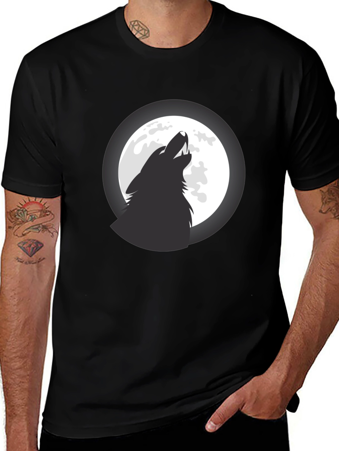 Variant 10 of Wolf Moon Graphic T-Shirt - Black