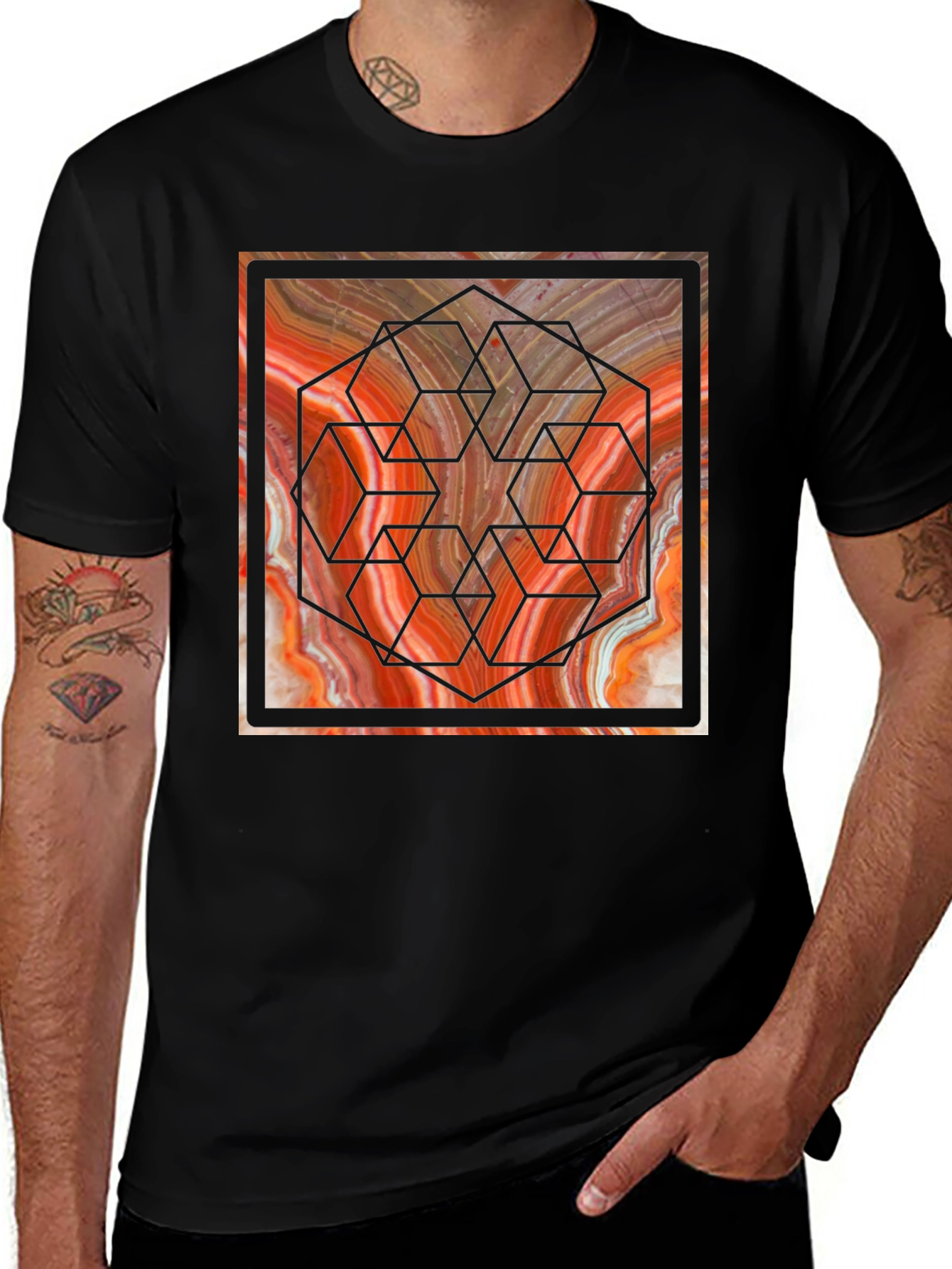 Variant 25 of Geometric Marble Graphic Tee - Unique Design