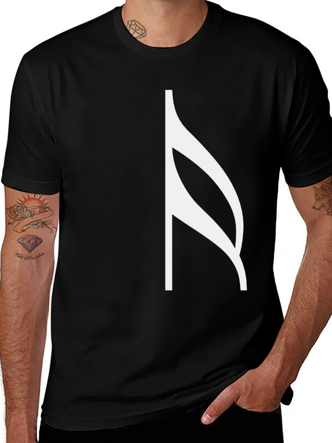 Variant 23 of Minimalist Music Note Graphic Tee - Black