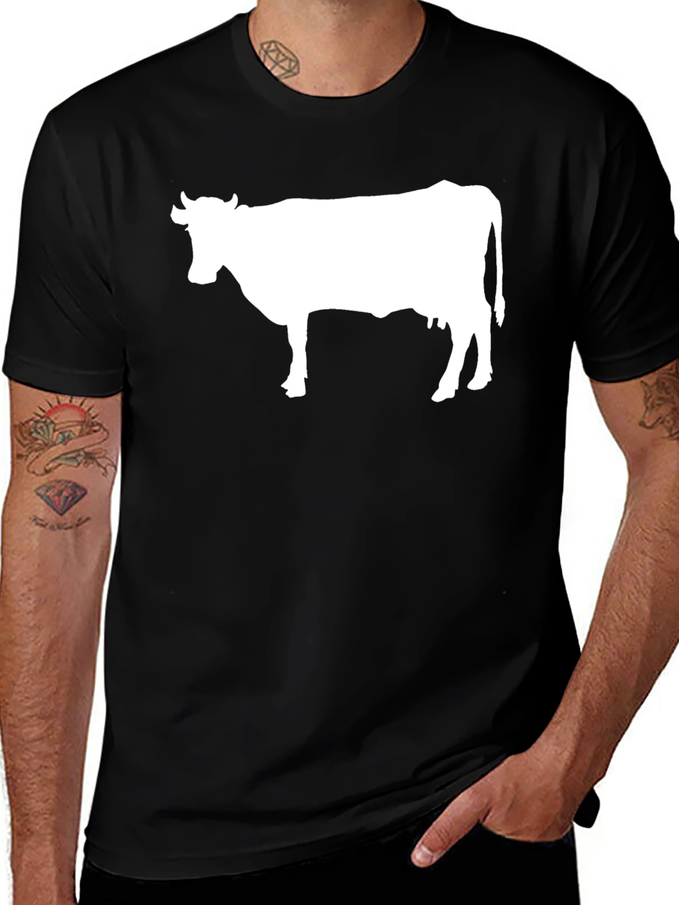 Variant 26 of Cow Graphic Tee - Black, Unisex