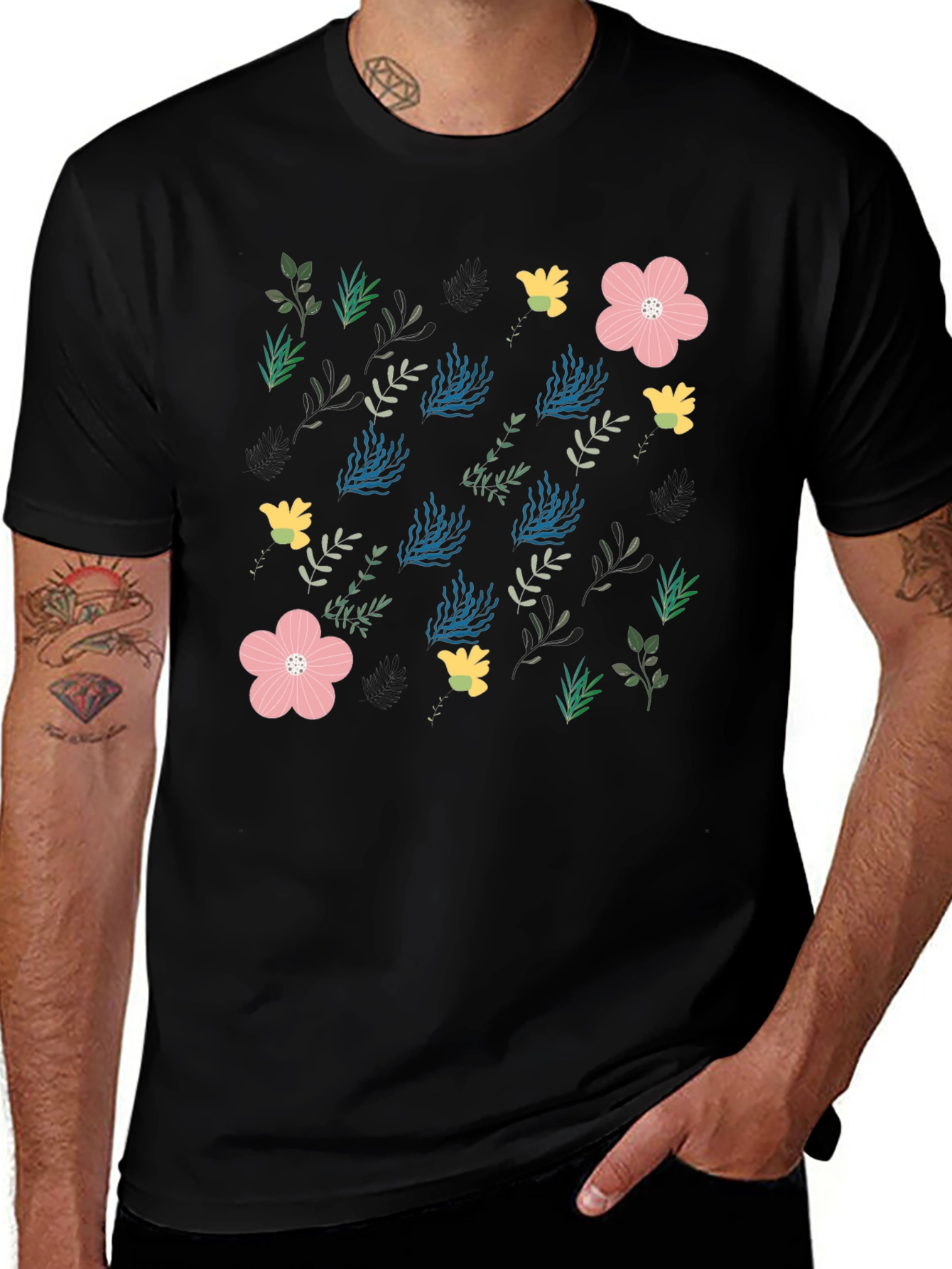 Variant 24 of Floral Print Crew Neck Tee