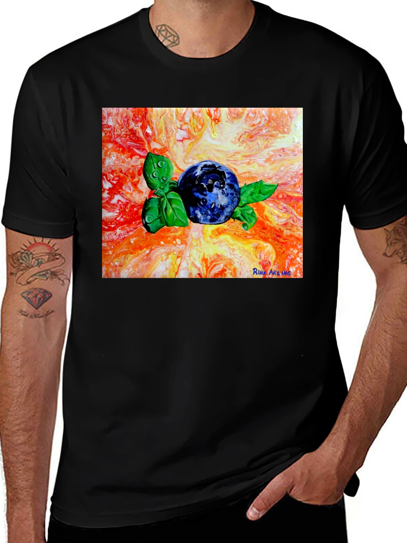 Variant 5 of Blueberry Art T-Shirt - Artistic Fruit Tee