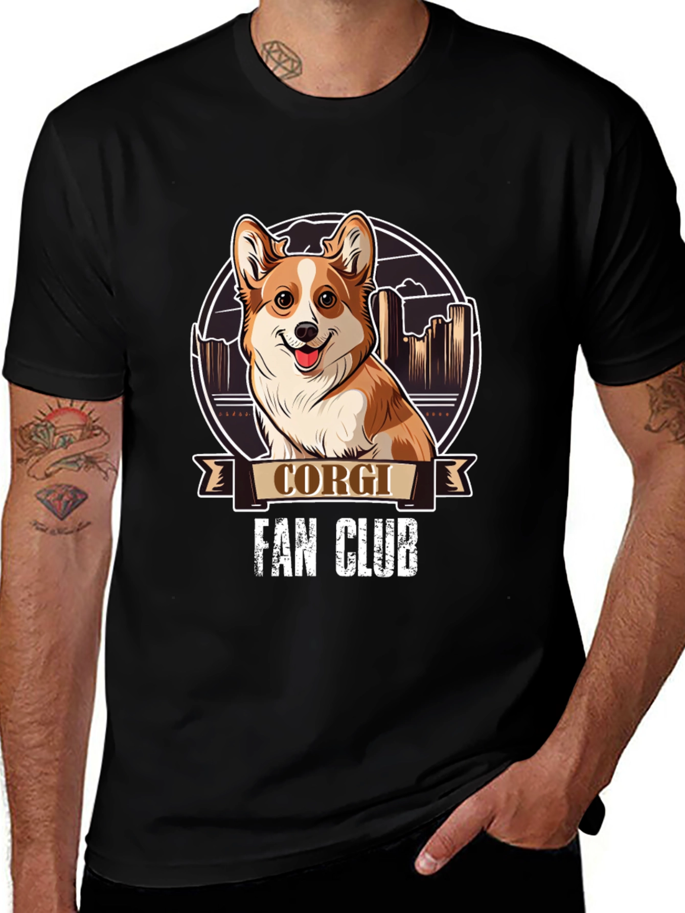 Corgi Fan Club Black Graphic Tee