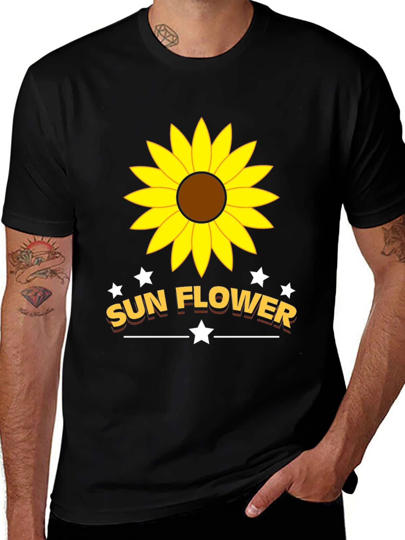 Variant 17 of Sunflower Graphic Tee - Trendy Unisex Black T-Shirt