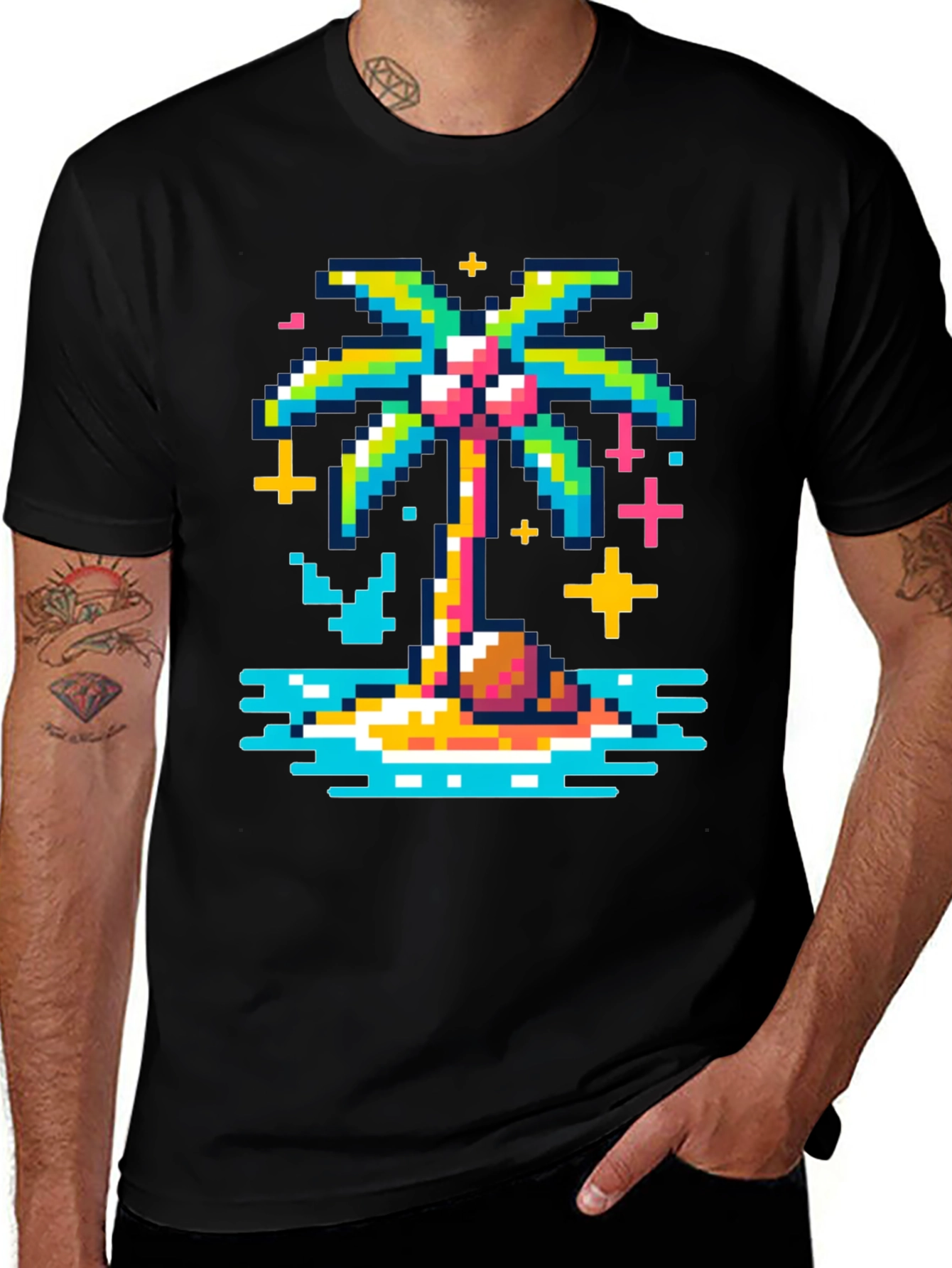 Variant 21 of Pixel Palm Tree Graphic Tee - Retro Style