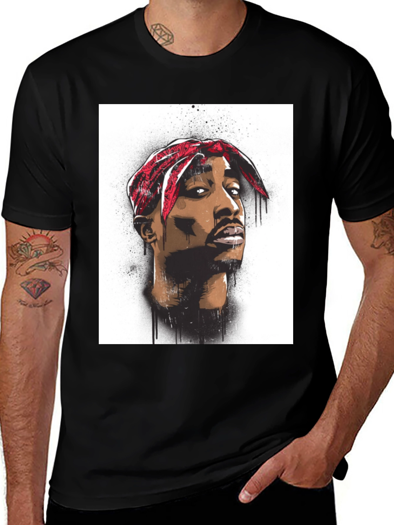 Tupac Graphic Tee - Black Cotton Blend