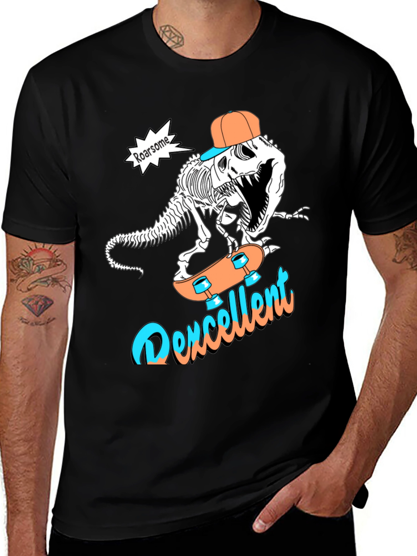 Variant 15 of Roarsome Dino Skateboarder Graphic Tee