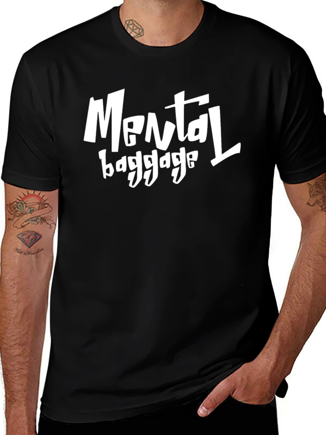 Mental Baggage Black Graphic T-Shirt