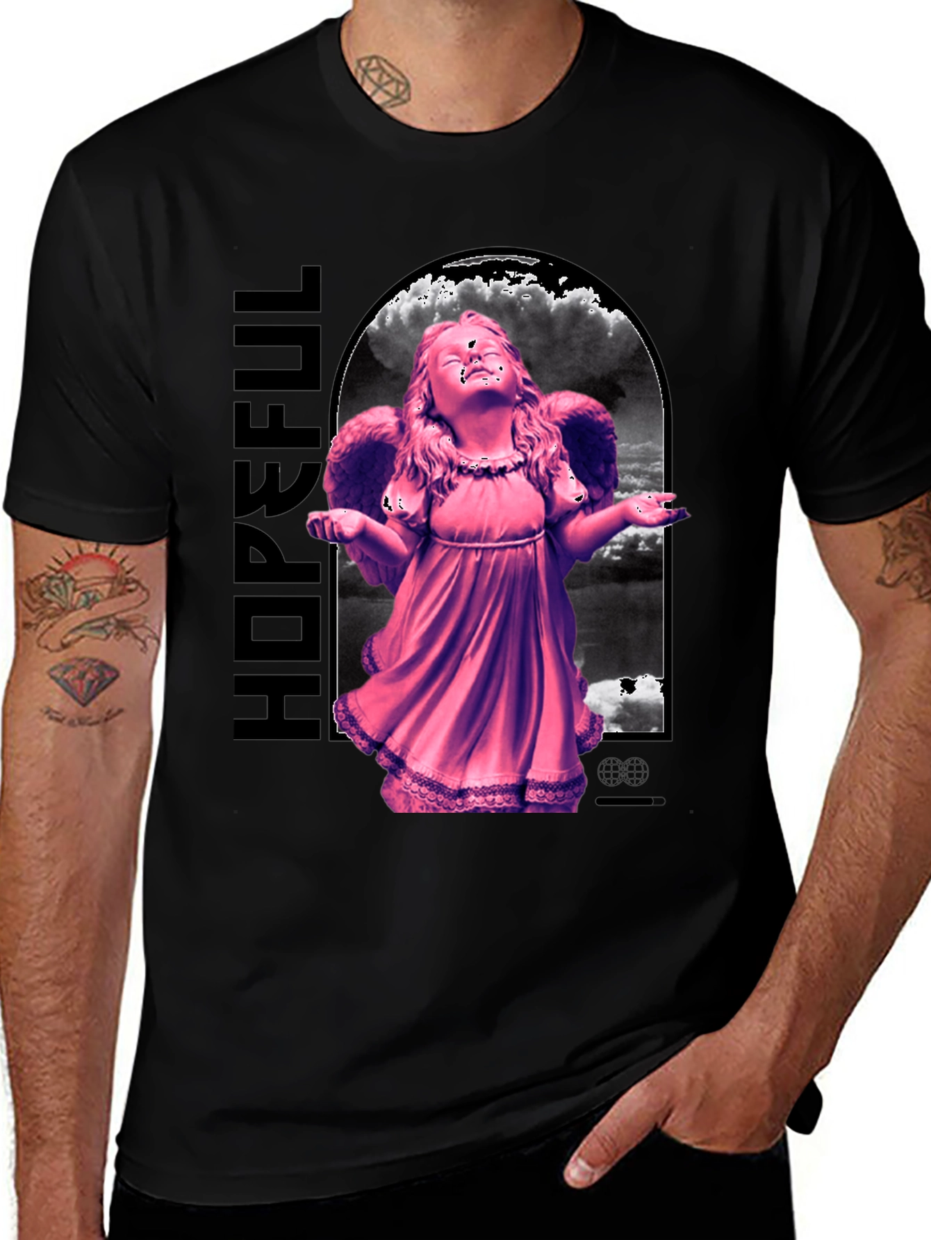 Variant 8 of Hopeful Angel Graphic T-Shirt - Black