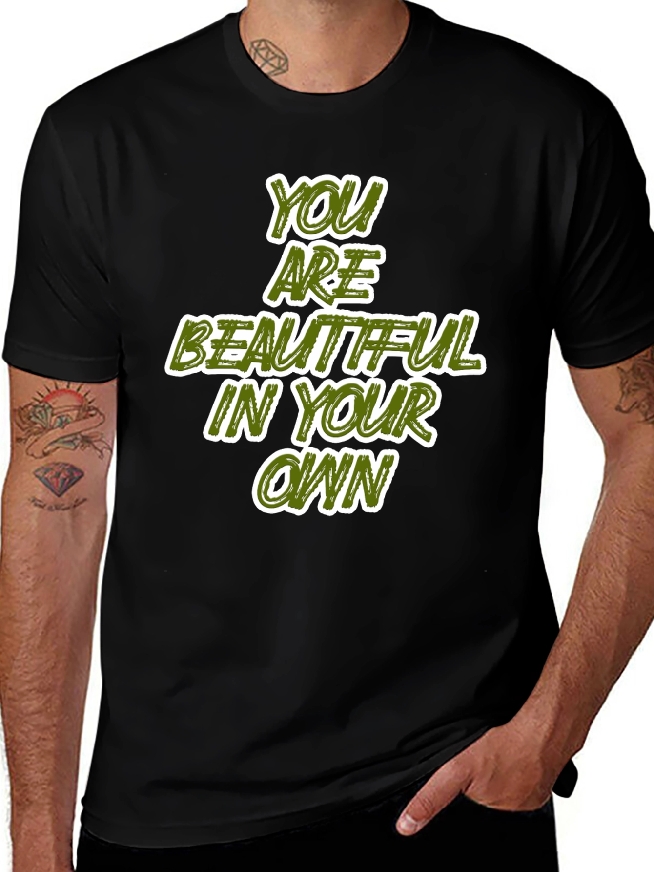 Variant 18 of Inspirational Black T-Shirt: You Are Beautiful