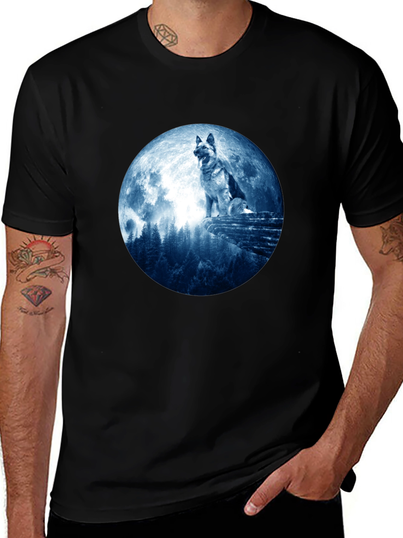 Variant 17 of German Shepherd Moon Graphic Tee
