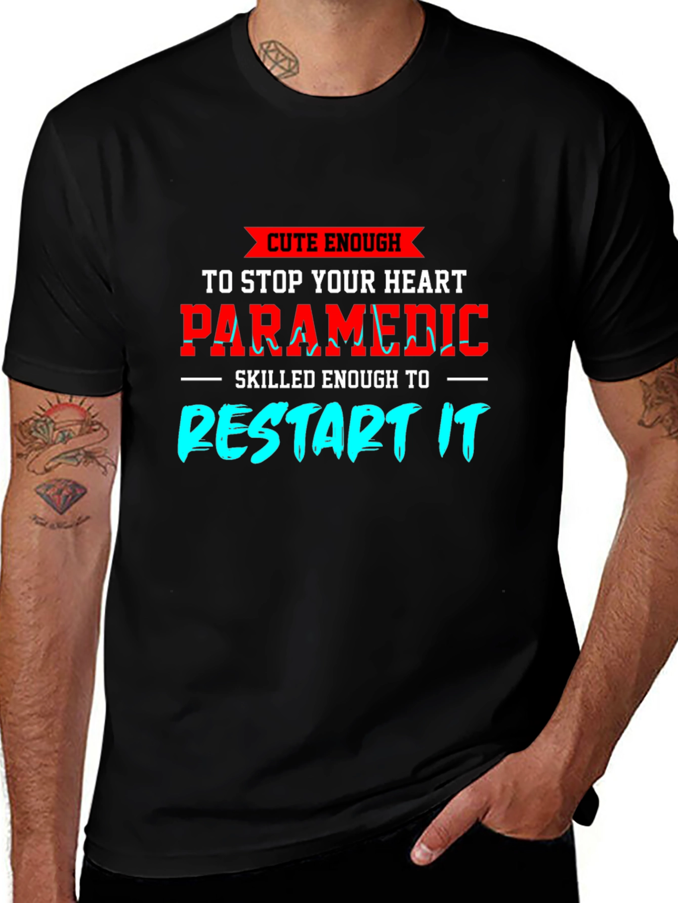Variant 11 of Paramedic Restart Heart Funny Graphic Tee