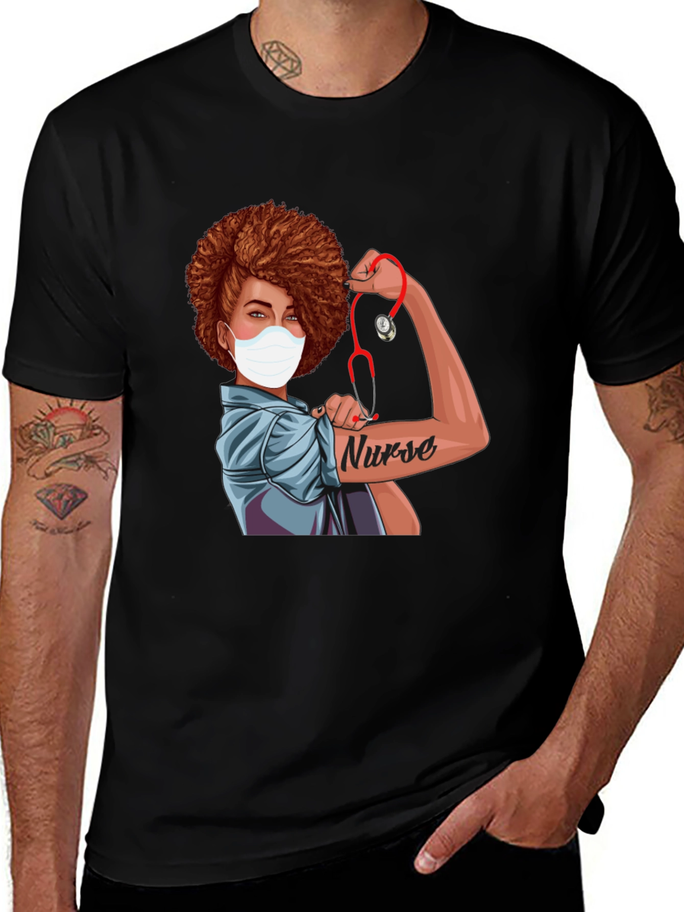 Variant 2 of Nurse Power Black T-Shirt
